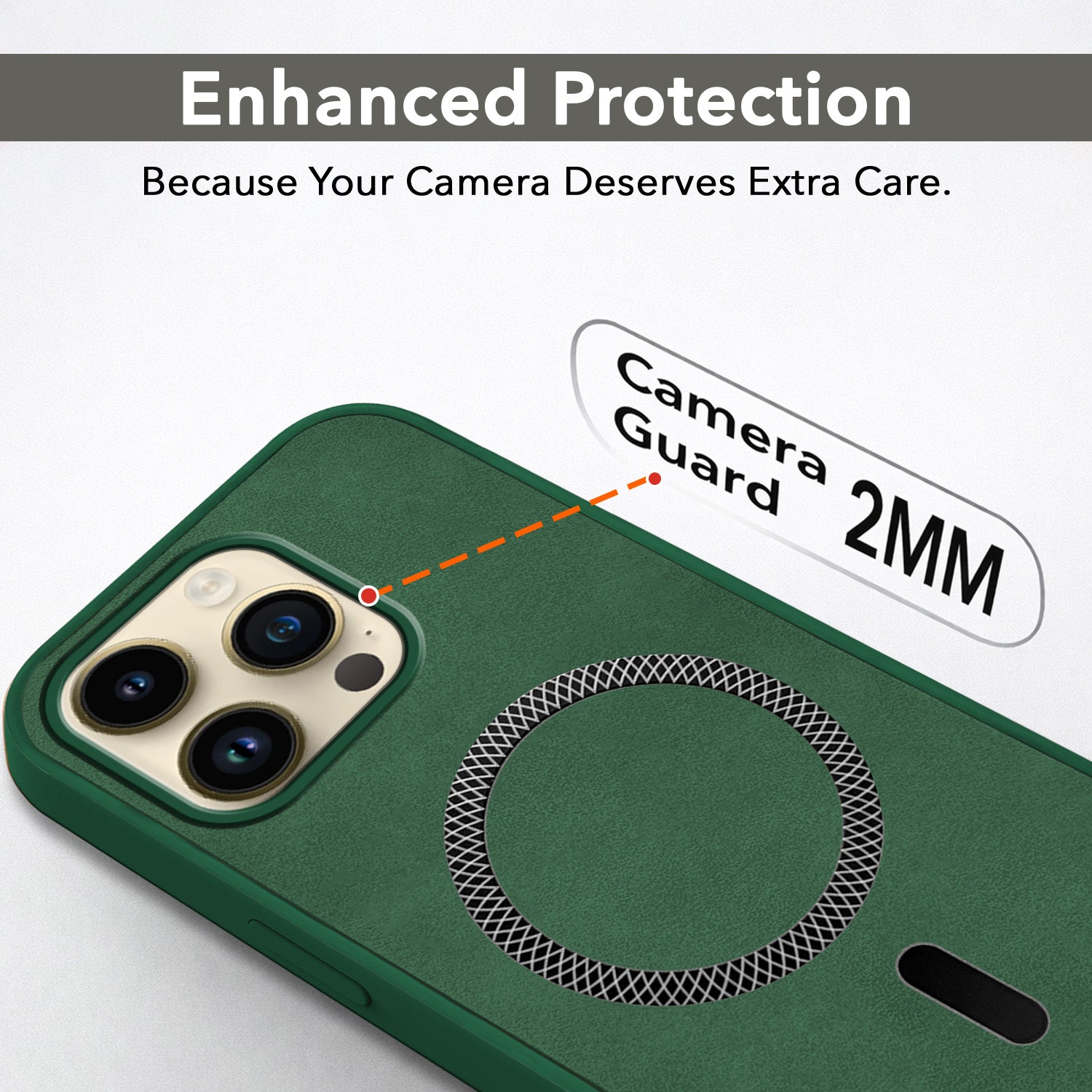 For Apple iPhone 14 Pro Max Back Cover Case Leather Finish(MagSafe Compatible Wireless Charging | Soft Touch | Camera Bump Protection)