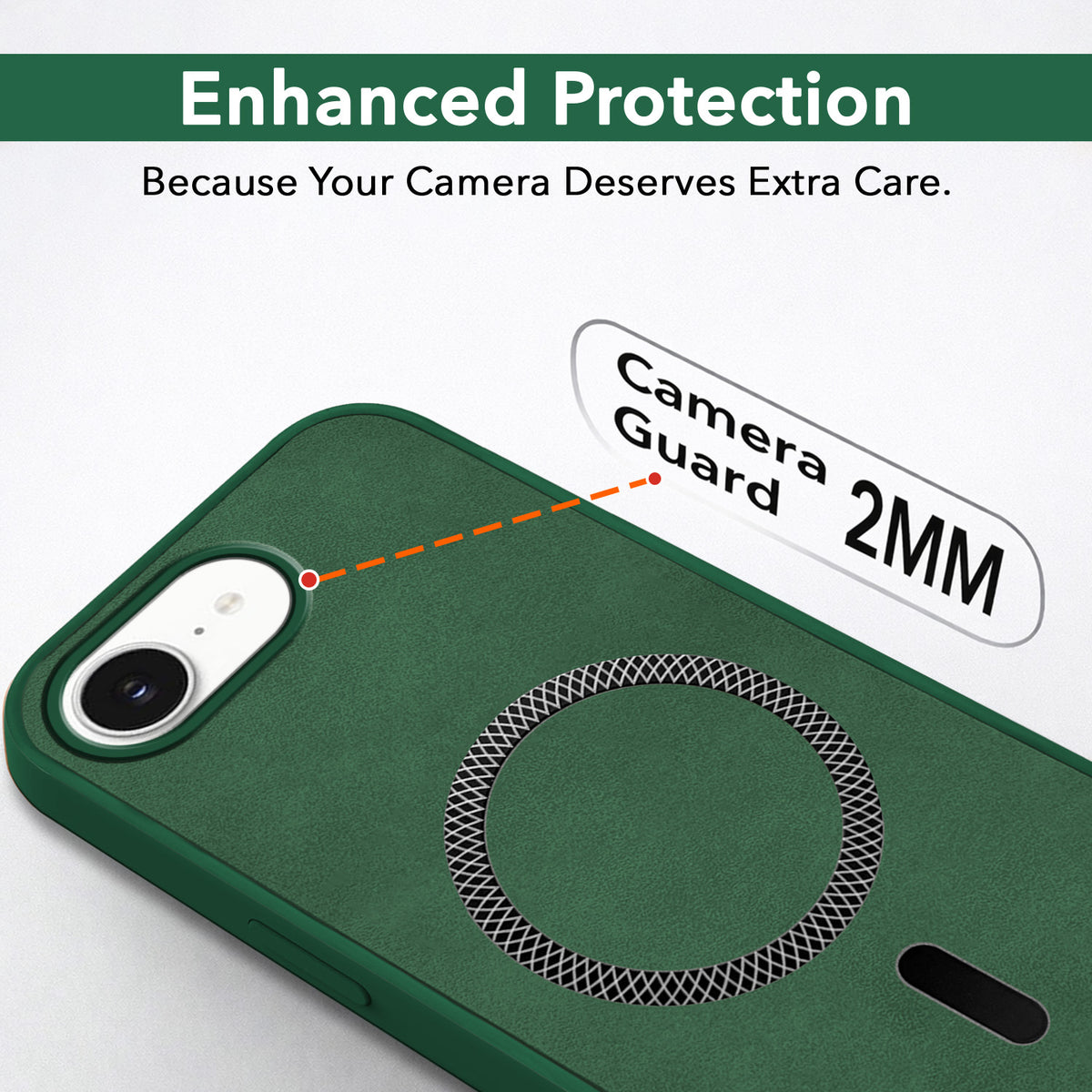 For Apple iPhone 16e | Apple iPhone 17e Back Cover Case Leather Finish (MagSafe Compatible Wireless Charging | Soft Touch | Camera Bump Protection)