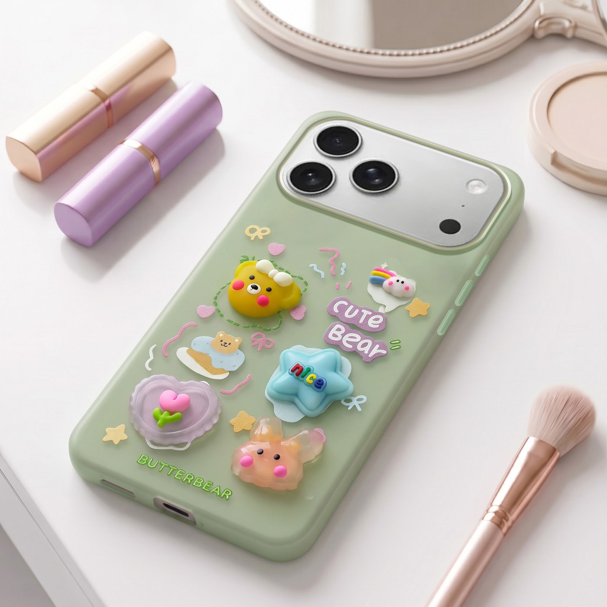 For Apple iPhone 17 Pro Back Cover Case (3D Cute Cartoons | Hard Back Side Soft | Matte Premium Finish | HD Printing)