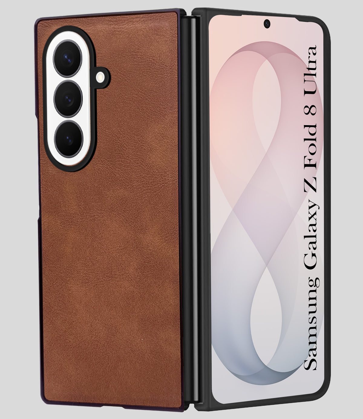 For Samsung Galaxy Z Fold 8 Ultra Back Case Cover Premium Genuine Leather (Integrated Front Screen Protector | Inside Microfiber Cloth)