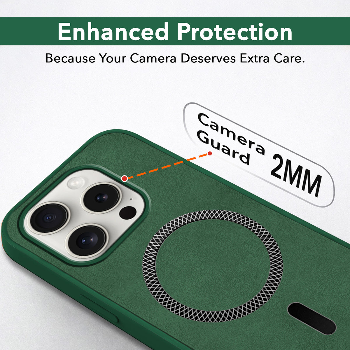 For Apple iPhone 15 Pro Back Cover Case Leather Finish (MagSafe Compatible Wireless Charging | Soft Touch | Camera Bump Protection)