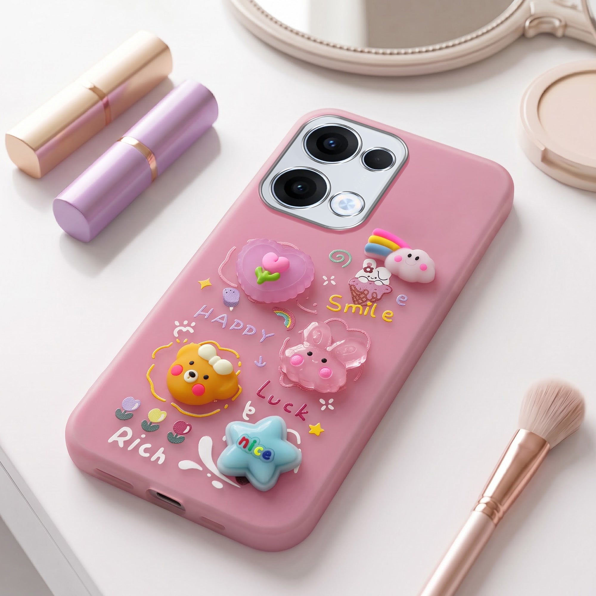 For Oppo Reno13 5G | Oppo Reno 13 5G Back Cover Case (3D Cute Cartoons | Hard Back Side Soft | Matte Premium Finish | HD Printing)