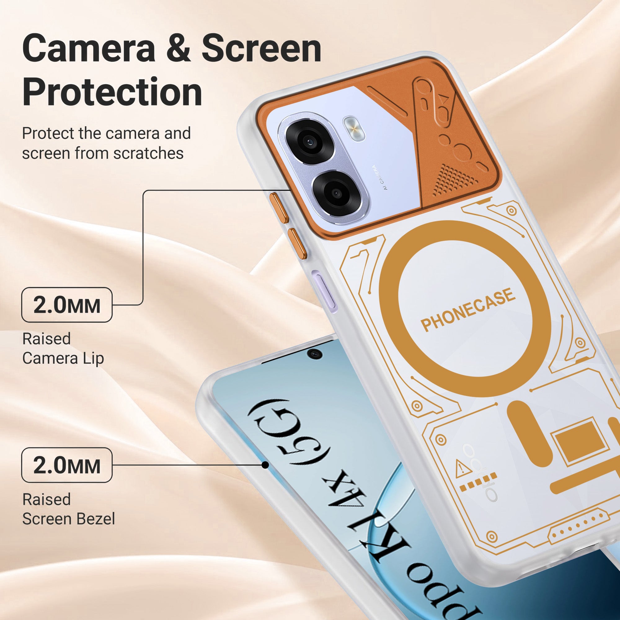For Oppo K14x 5G Metallic Back Cover Case (Metallic Camera Protection & Buttons | Translucent Milky Shade | Hard Polycarbonate)