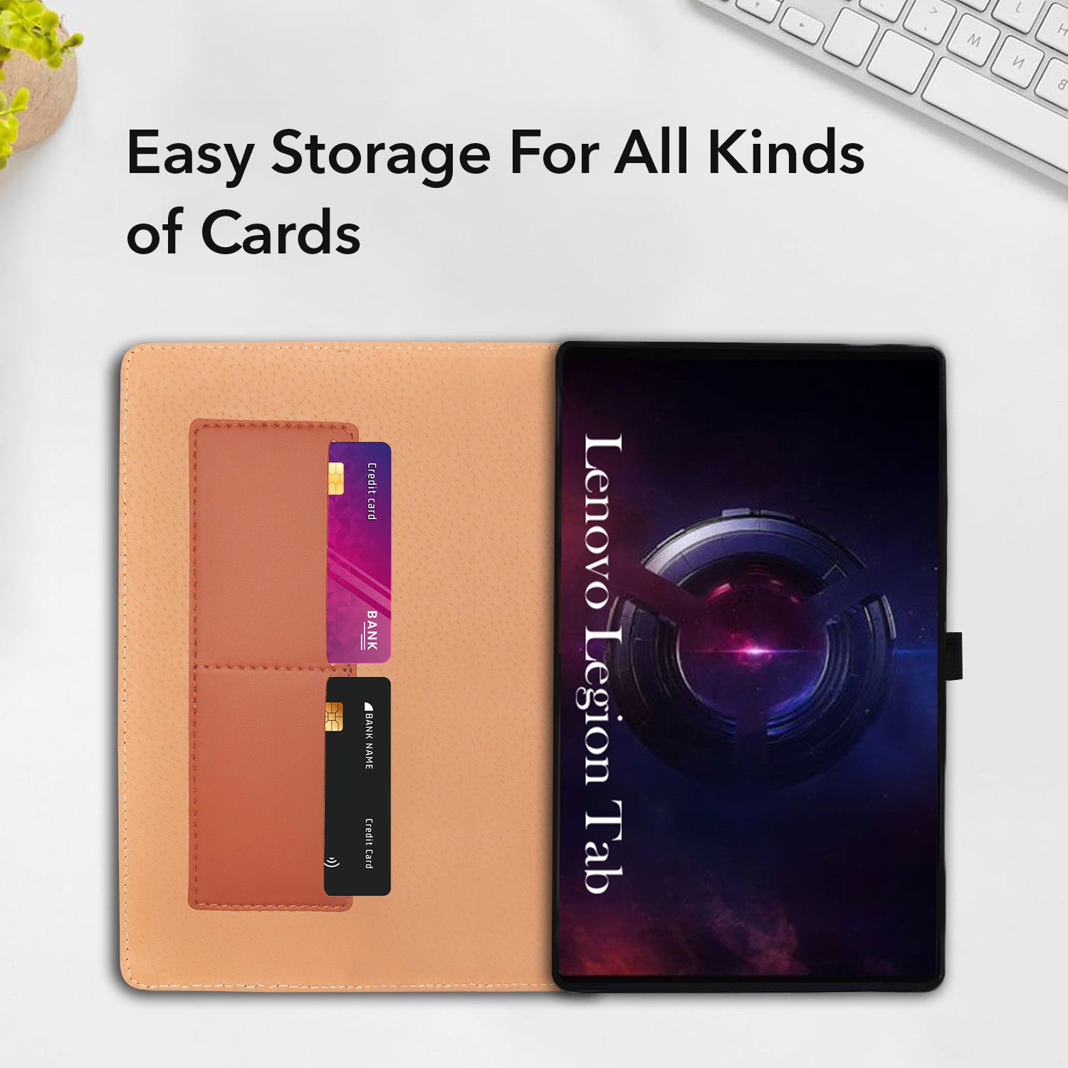 For Lenovo Legion Tab TB320 8.8 Inch Flip Cover Folio Cover (PU Leather | Multi-Angle Smart Stand | Card Storage Slots | Silicone Back Pouch)