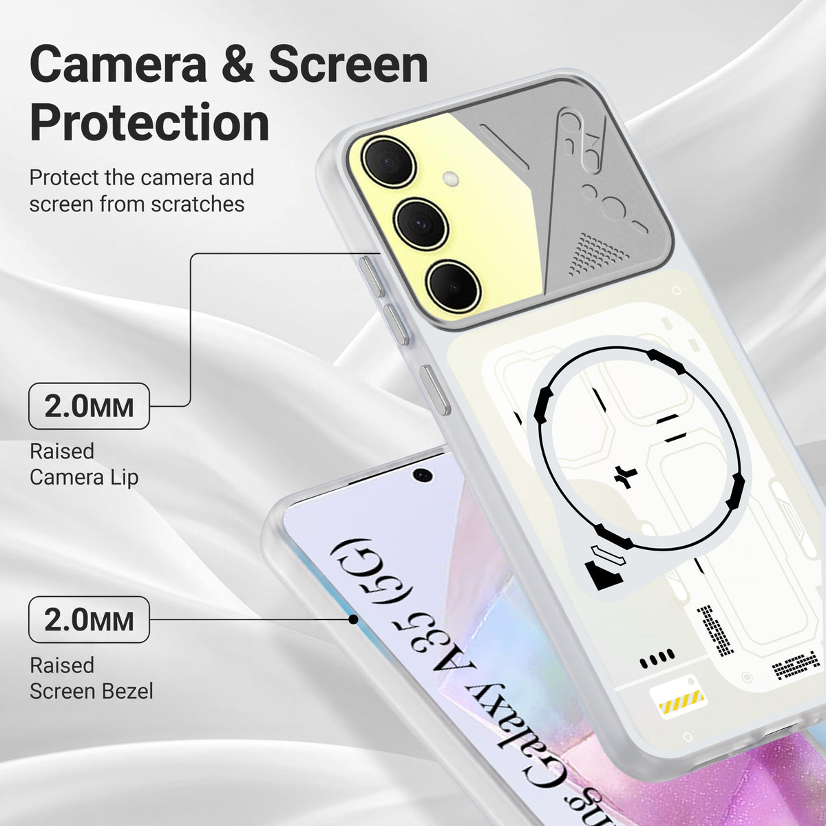 For Samsung Galaxy A35 5G Metallic Back Cover Case (Metallic Camera Protection & Buttons | Translucent Milky Shade | Hard Polycarbonate)