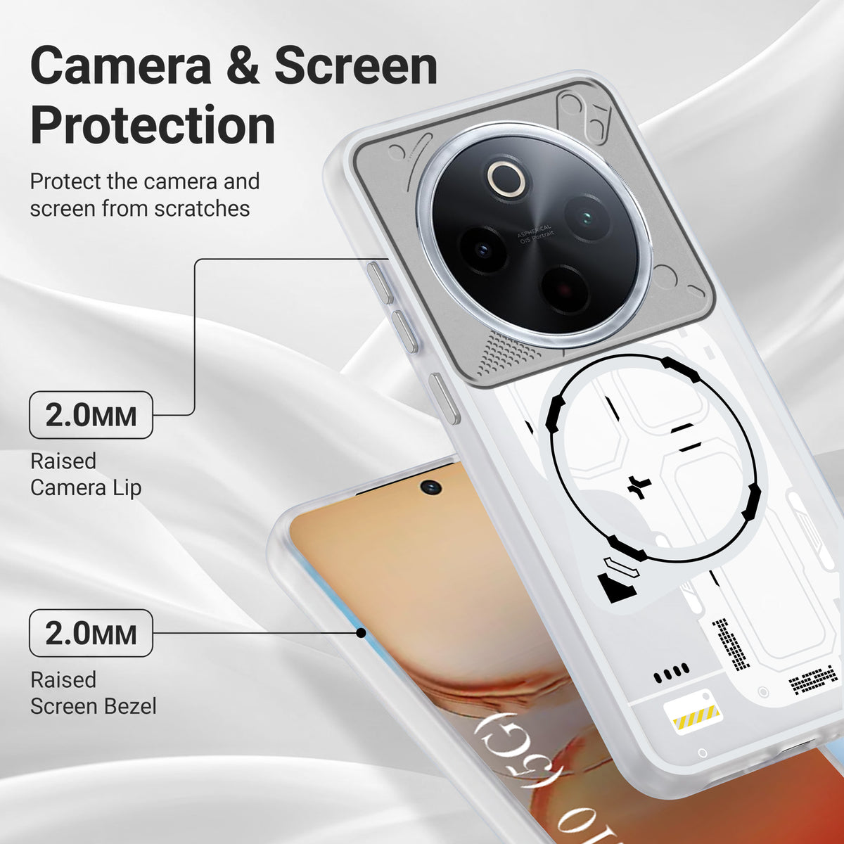 For Vivo iQOO Z10 Metallic Back Cover Case (Metallic Camera Protection & Buttons | Translucent Milky Shade | Hard Polycarbonate)