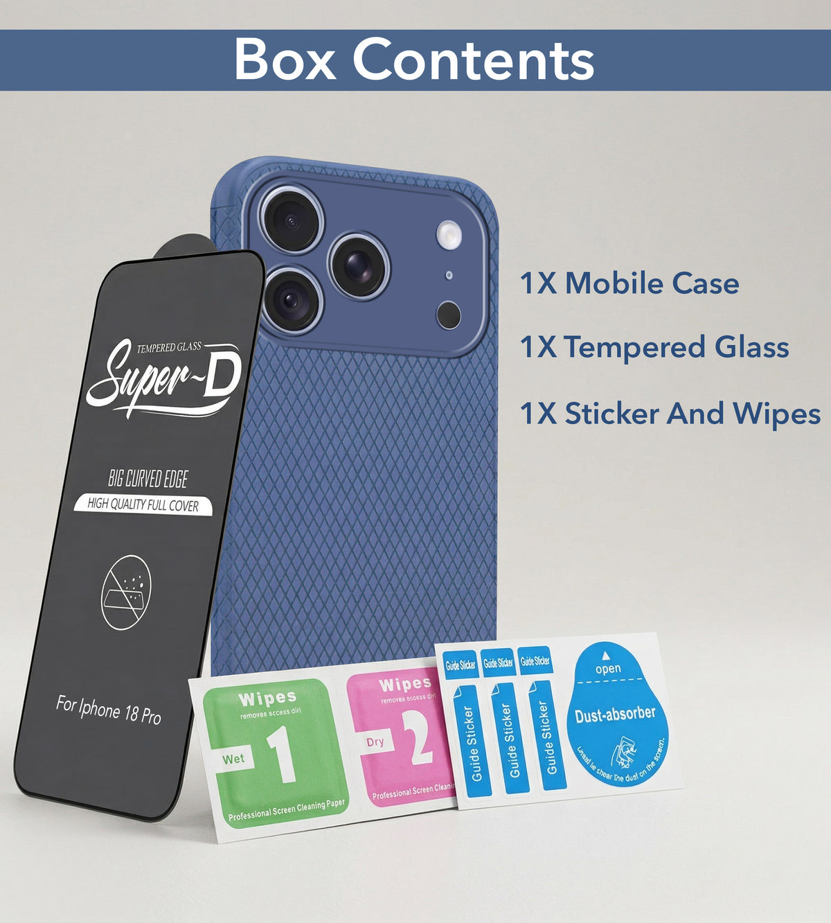 For Apple iPhone 18 Pro Combo with Back Cover and 9H Tempered Glass (Liquid Silicone | Camera Protection | Oleophobic Coating Screen Glass)