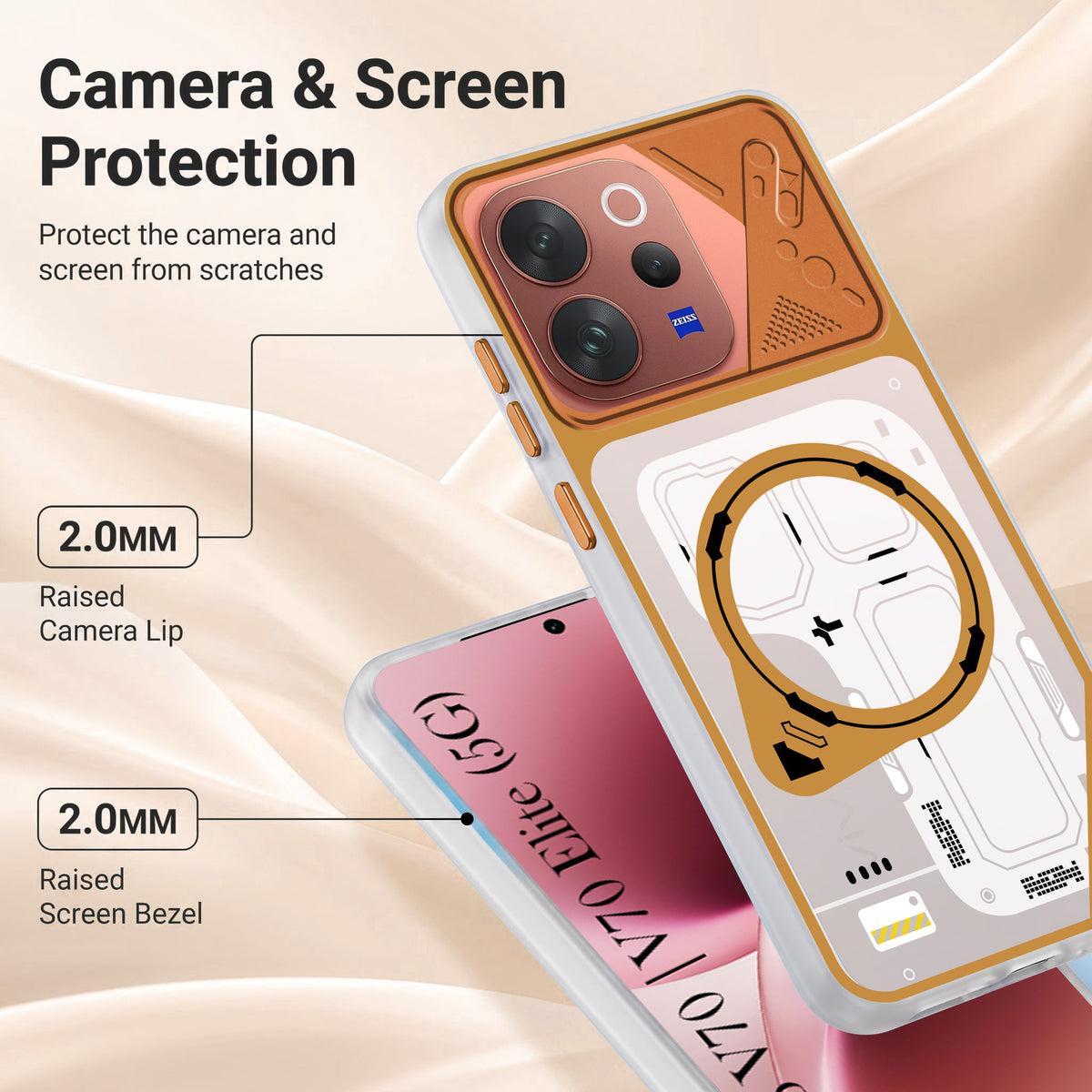 For Vivo V70 | Vivo V70 Elite 5G Metallic Back Cover Case (Metallic Camera Protection & Buttons | Translucent Milky Shade | Hard Polycarbonate)