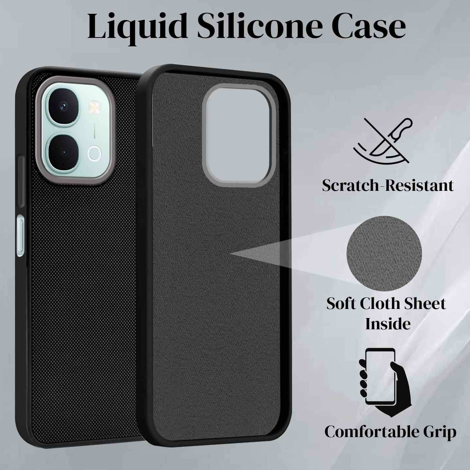 For Vivo Y31T 5G Back Cover Case Rubberised (Textured Grip Design| Micro-Fiber Cloth Inside | Slim and Light Weight | Soft Touch and Feel)