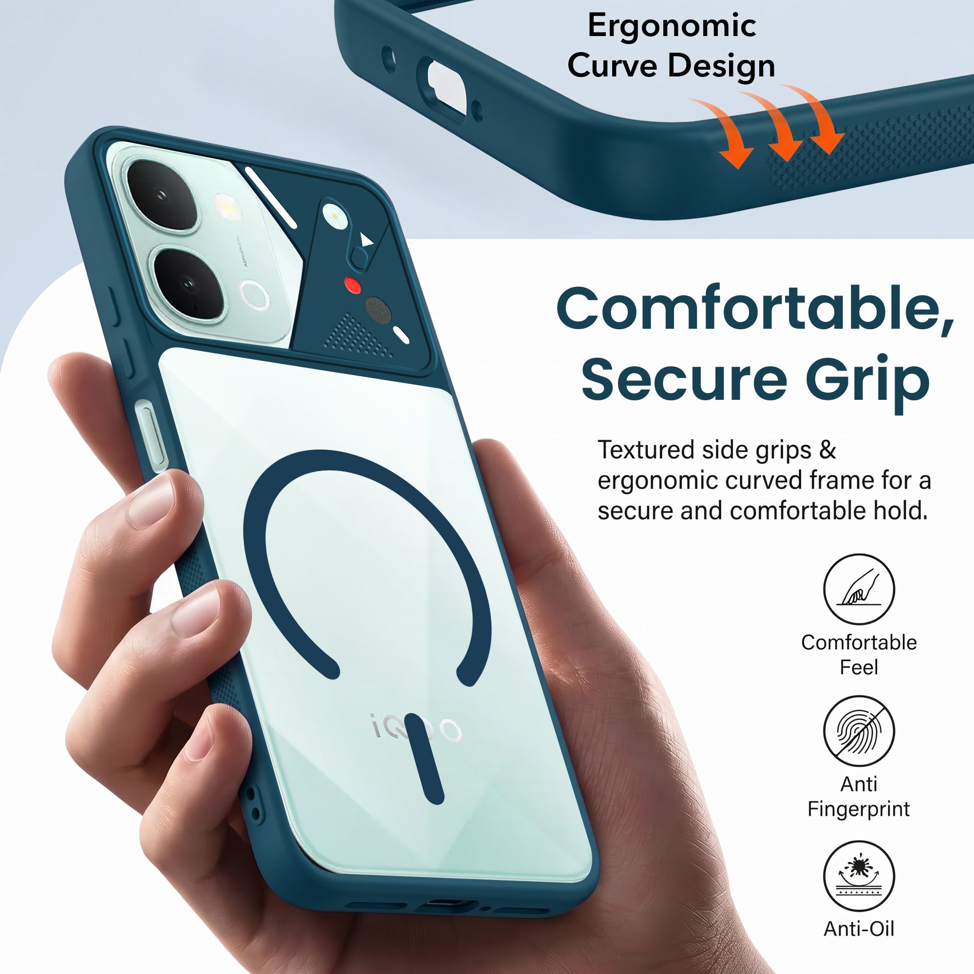 For Vivo iQOO Z11x 5G Back Cover Case Lifetime Anti-Yellow Clear (Camera Protection | Side Grip | Wireless MagSafe Compatible)
