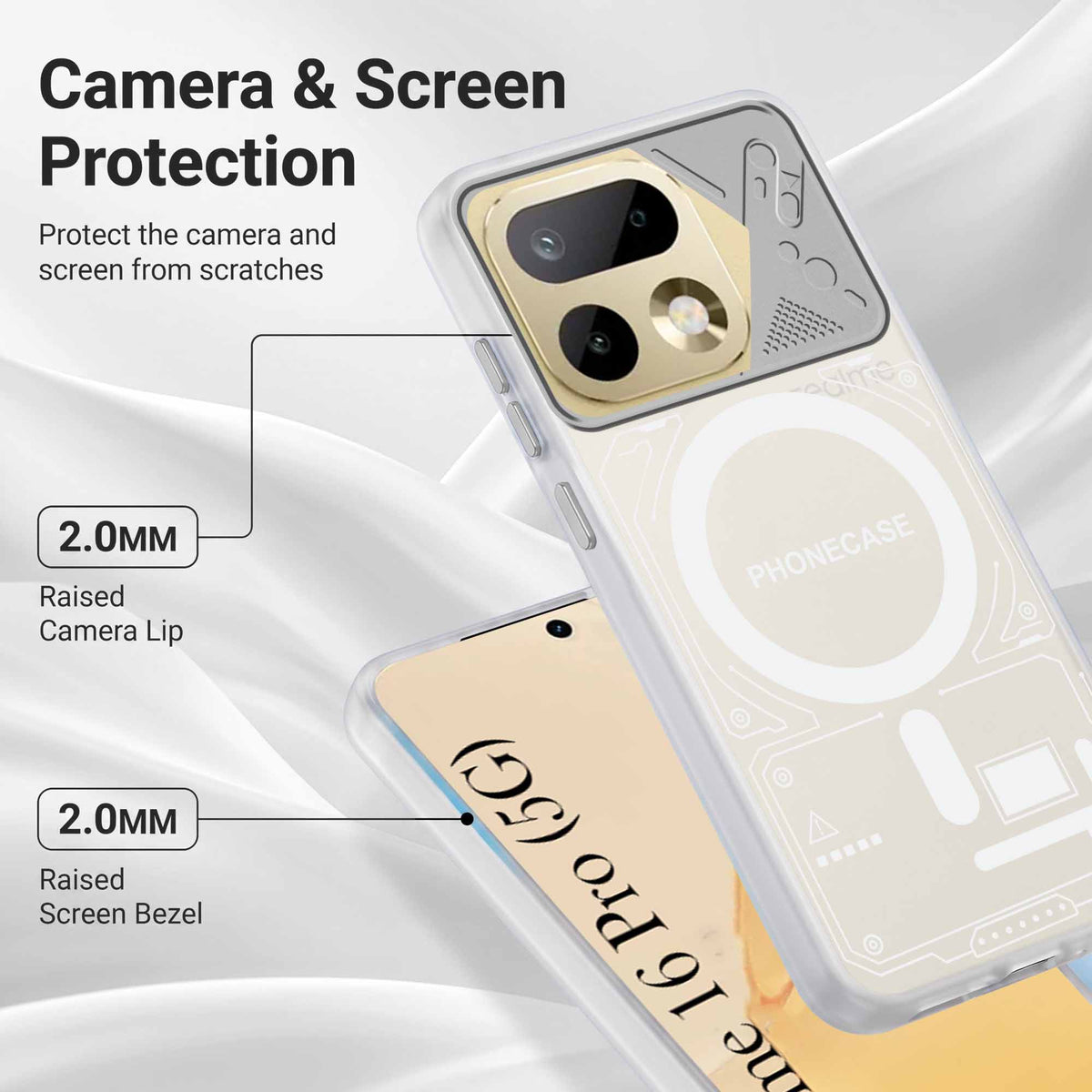 For Realme 16 Pro Metallic Back Cover Case (Metallic Camera Protection & Buttons | Translucent Milky Shade | Hard Polycarbonate)