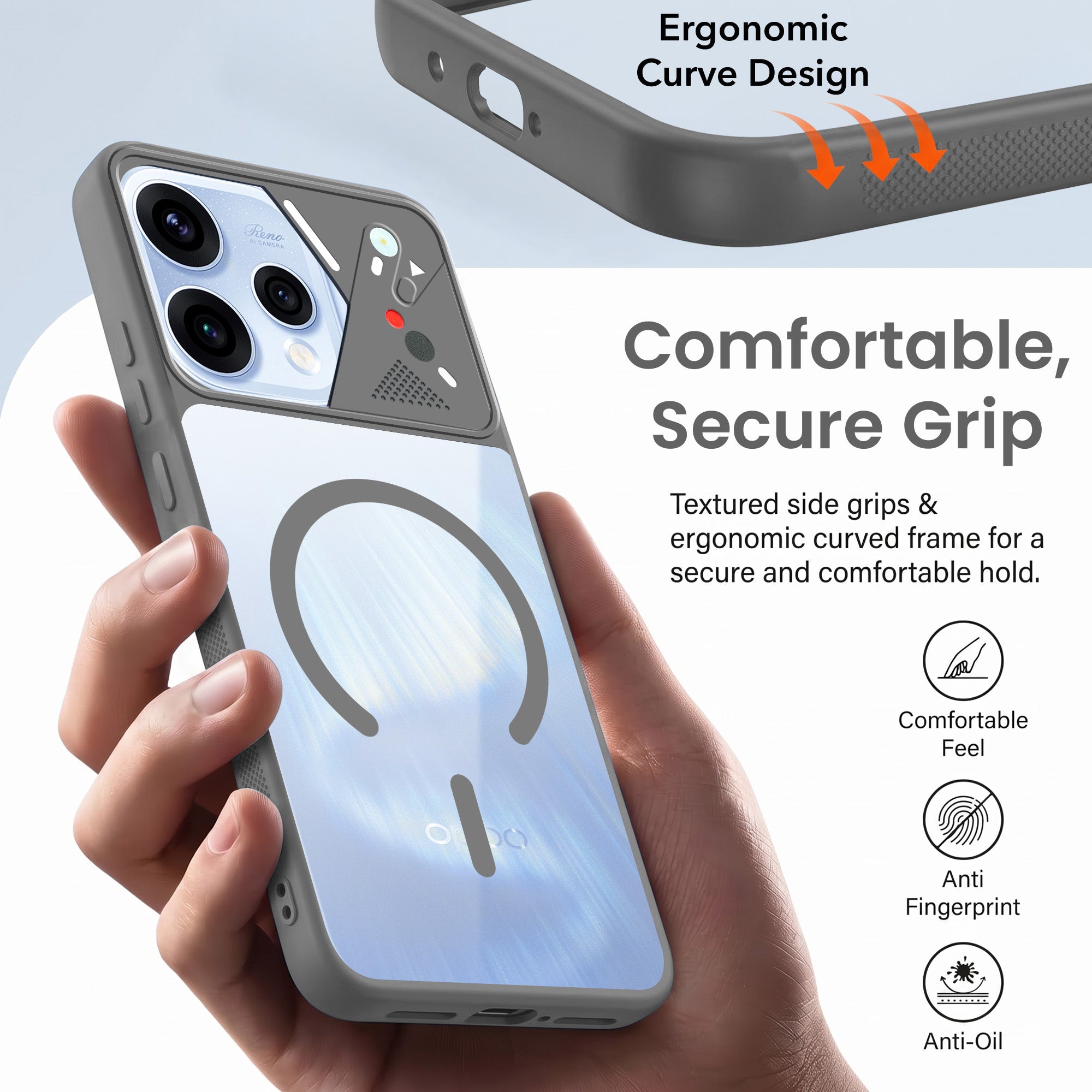 For Oppo Reno15 5G | Oppo Reno 15 5G Back Cover Case Lifetime Anti-Yellow Clear (Camera Protection | Side Grip | Wireless MagSafe Compatible)