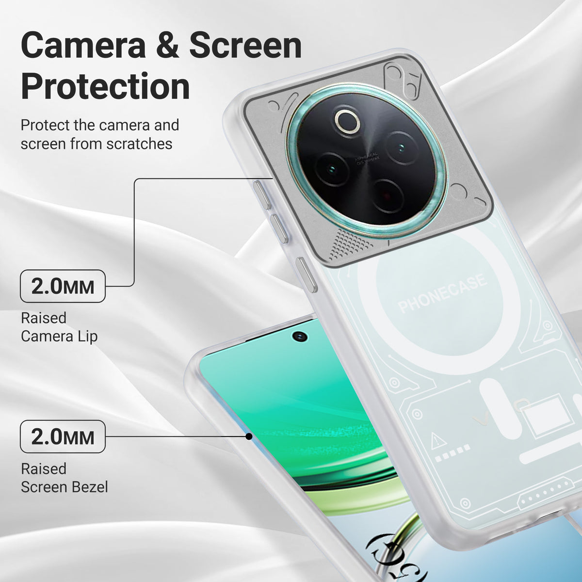 For Vivo T4 Metallic Back Cover Case (Metallic Camera Protection & Buttons | Translucent Milky Shade | Hard Polycarbonate)