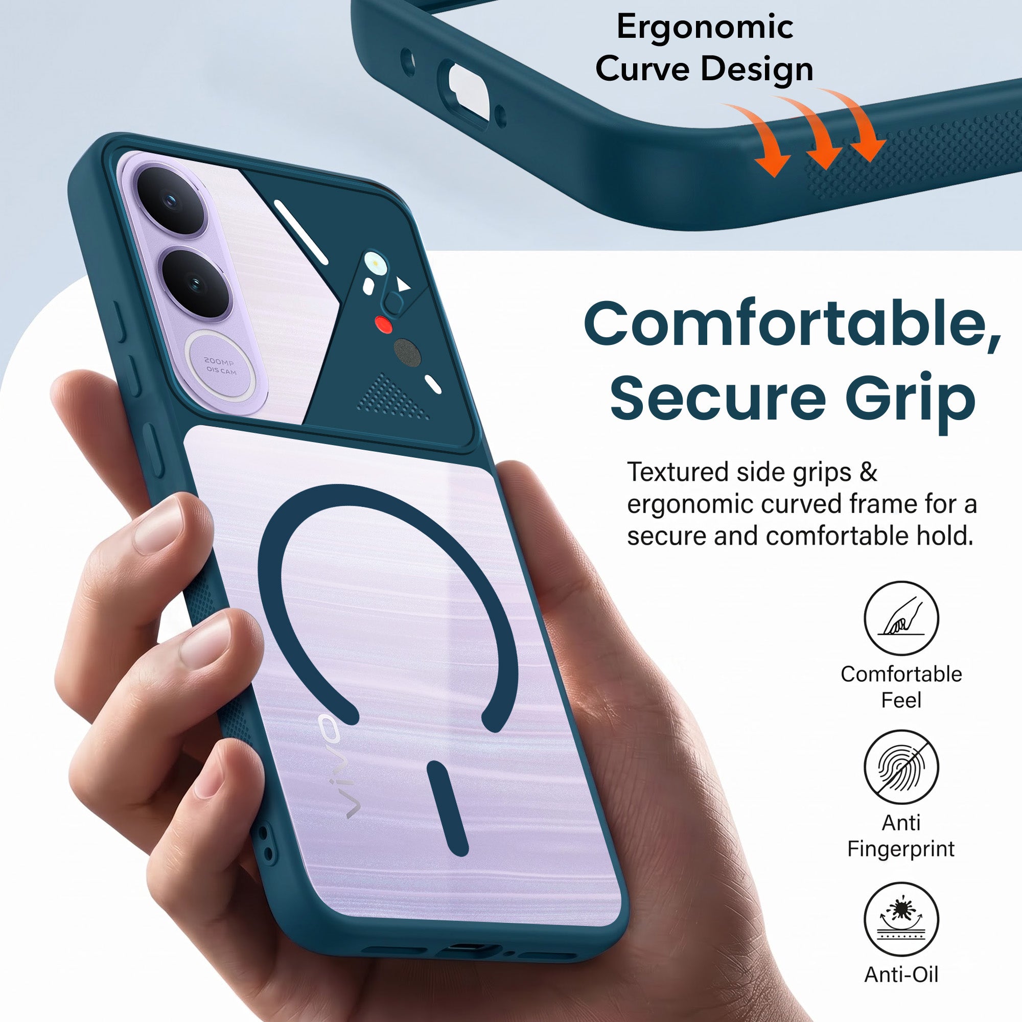 For Vivo V70 FE 5G Back Cover Case Lifetime Anti-Yellow Clear (Camera Protection | Side Grip | Wireless MagSafe Compatible)