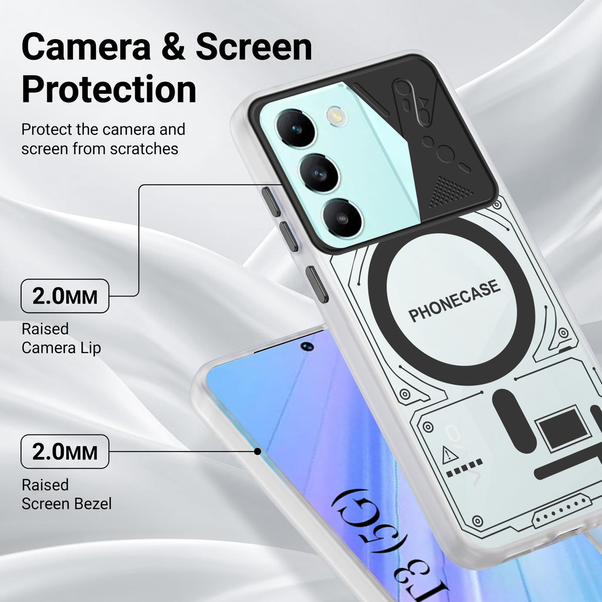 For Vivo T3 5G Metallic Back Cover Case (Metallic Camera Protection & Buttons | Translucent Milky Shade | Hard Polycarbonate)