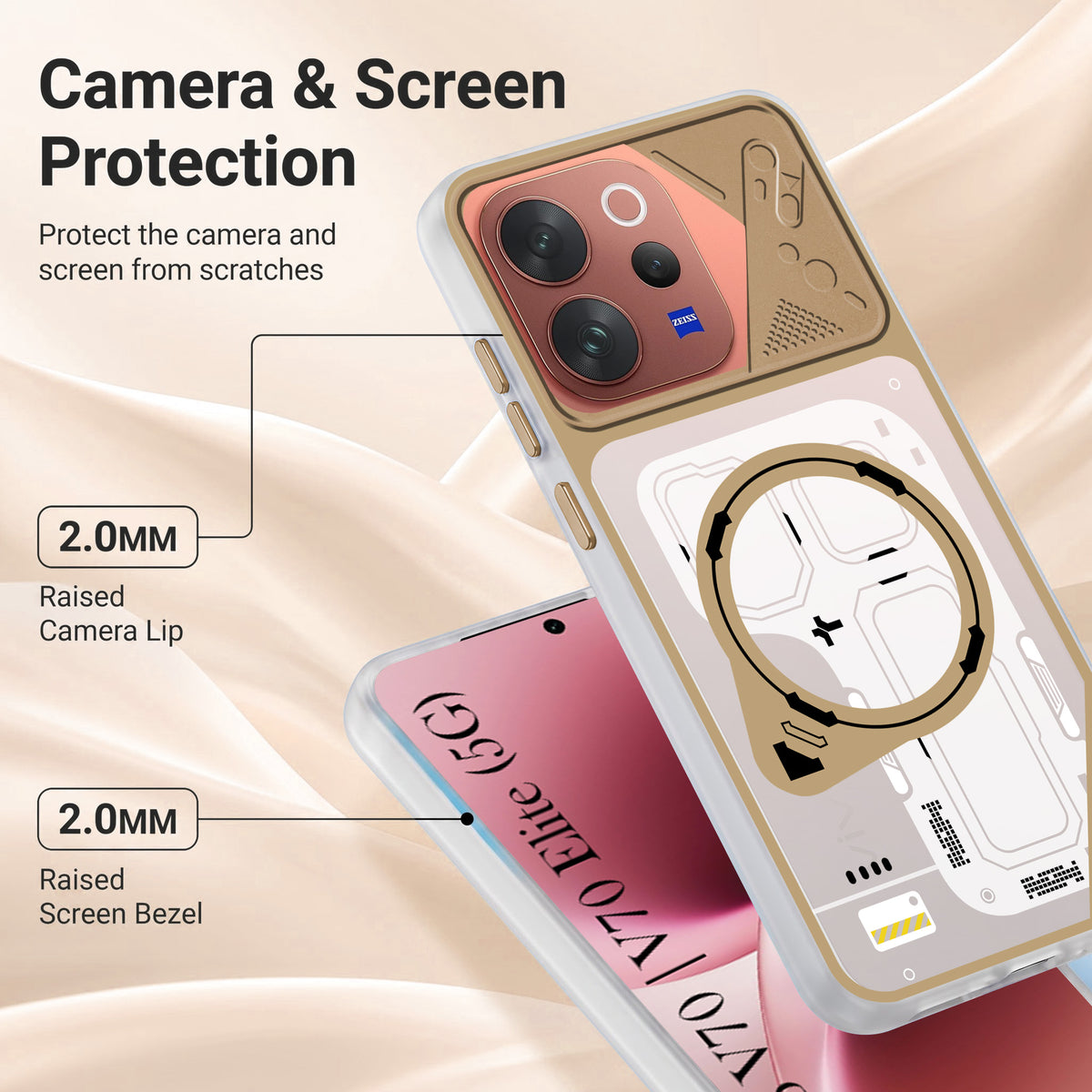 For Vivo V70 | Vivo V70 Elite 5G Metallic Back Cover Case (Metallic Camera Protection & Buttons | Translucent Milky Shade | Hard Polycarbonate)