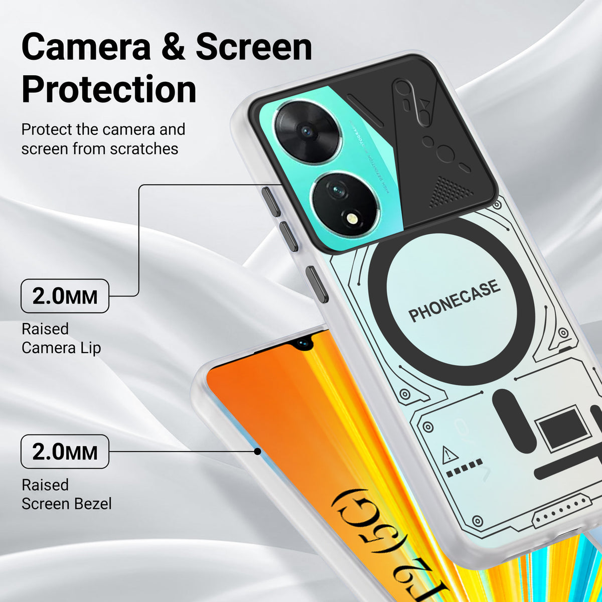 For Vivo T2 Metallic Back Cover Case (Metallic Camera Protection & Buttons | Translucent Milky Shade | Hard Polycarbonate)