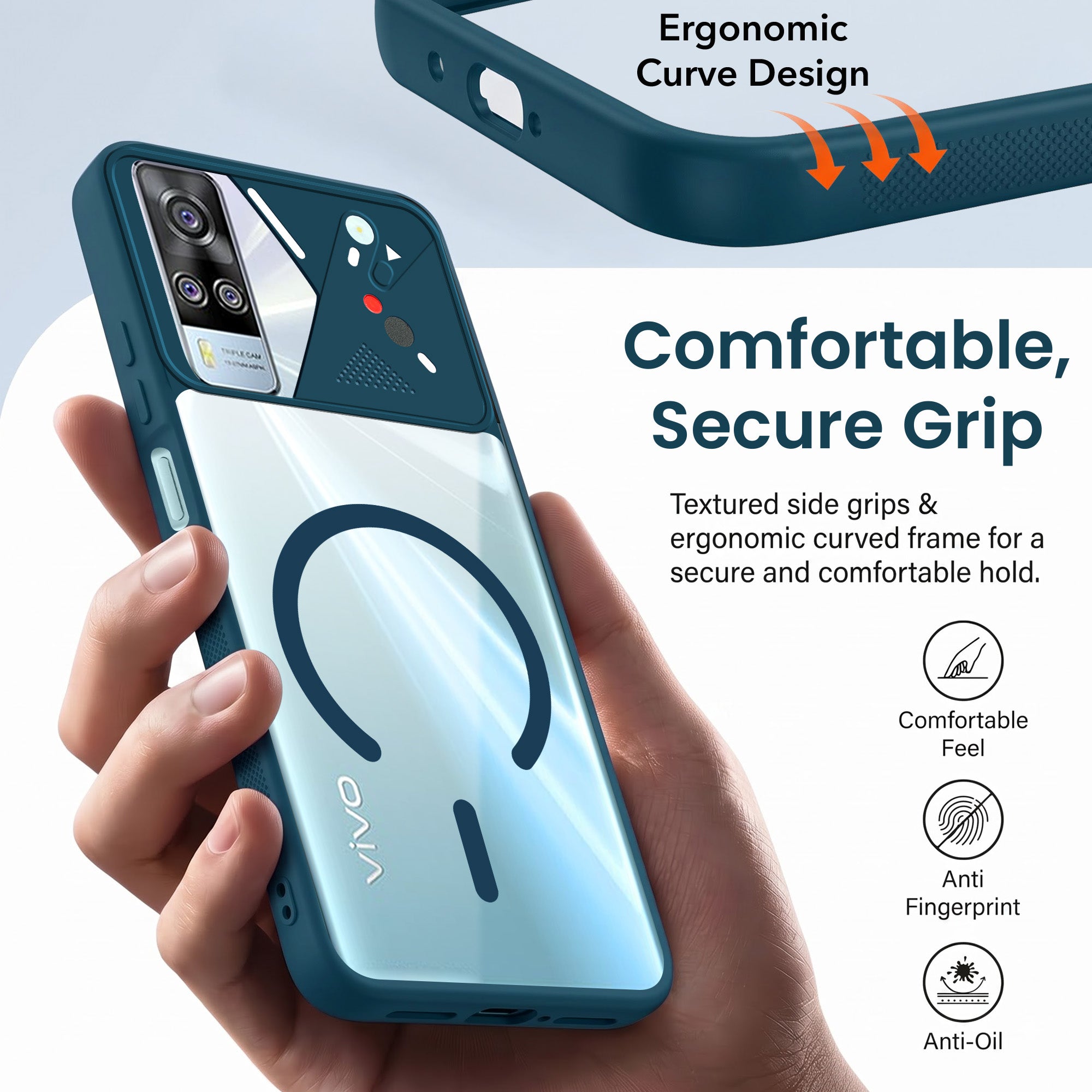 For Vivo Y51A Back Cover Case Lifetime Anti-Yellow Clear (Camera Protection | Side Grip | Wireless MagSafe Compatible)