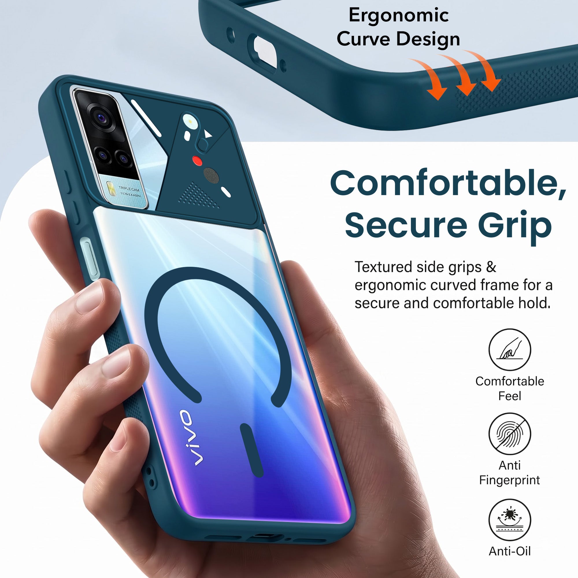 For Vivo Y53s 4G Back Cover Case Lifetime Anti-Yellow Clear (Camera Protection | Side Grip | Wireless MagSafe Compatible)
