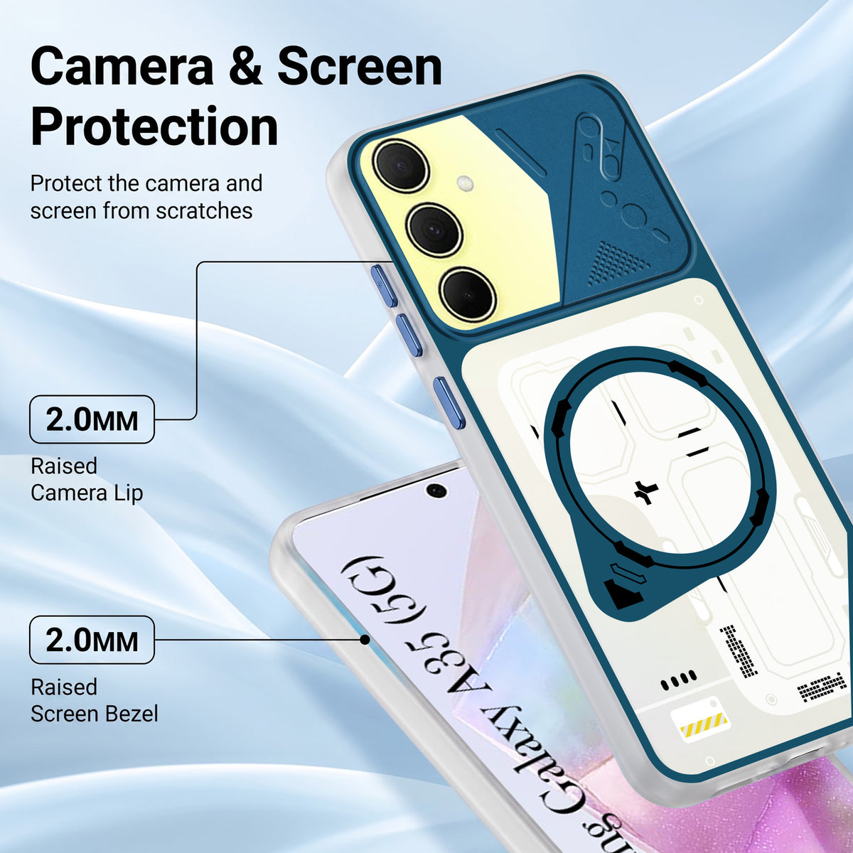 For Samsung Galaxy A35 5G Metallic Back Cover Case (Metallic Camera Protection & Buttons | Translucent Milky Shade | Hard Polycarbonate)
