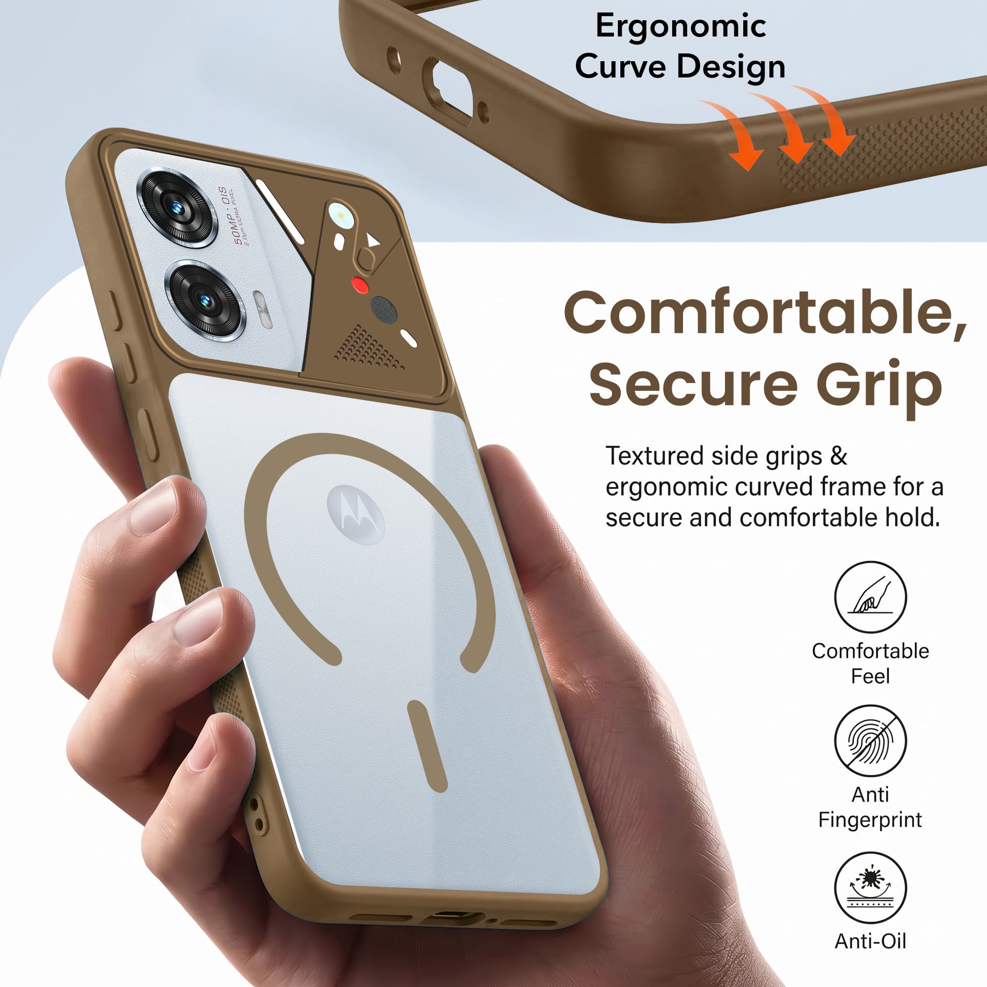 For Motorola Moto Edge 50 Fusion Back Cover Case Lifetime Anti-Yellow Clear (Camera Protection | Side Grip | Wireless MagSafe Compatible)