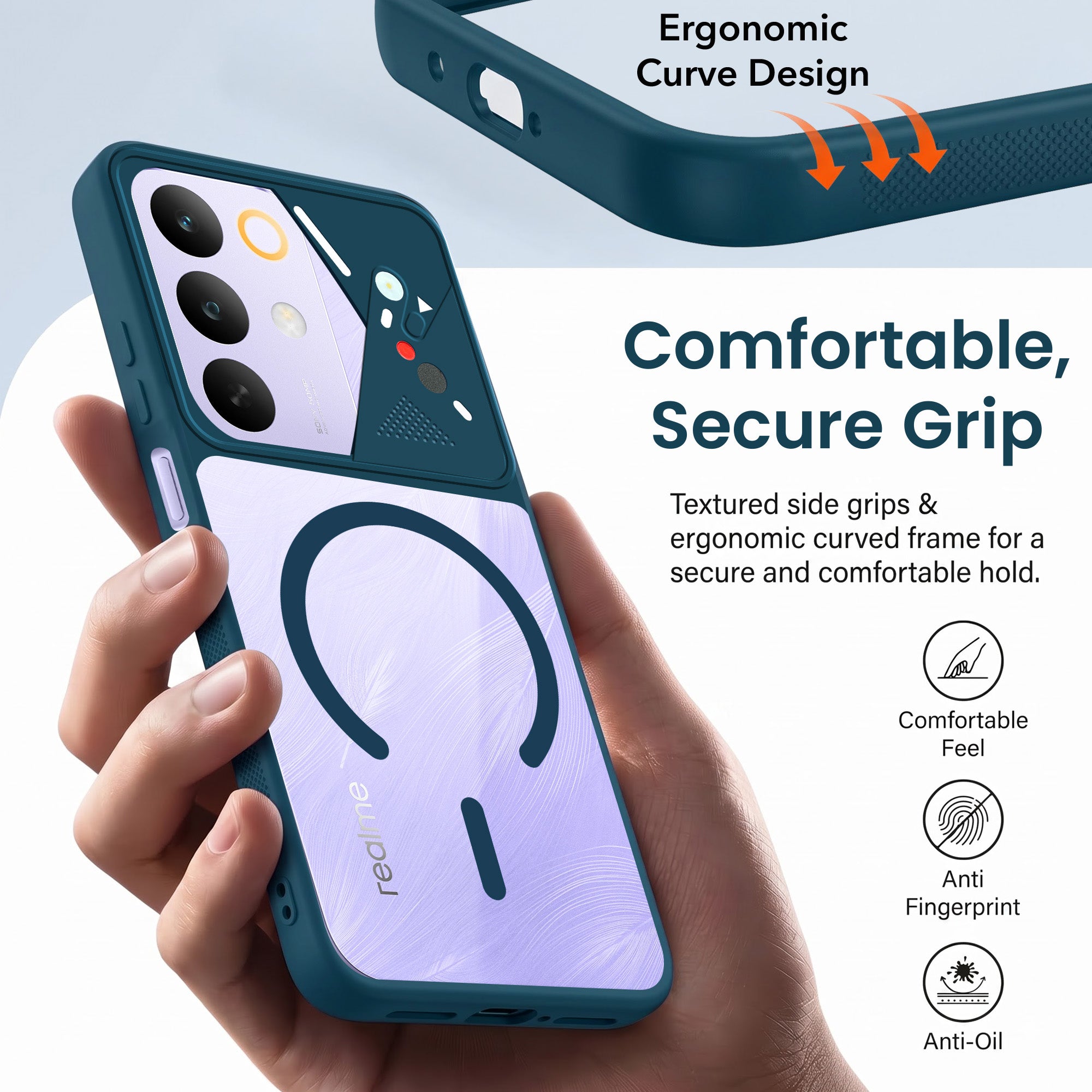 For Realme C85 5G | Realme Narzo 90x  Back Cover Case Lifetime Anti-Yellow Clear (Camera Protection | Side Grip | Wireless MagSafe Compatible)