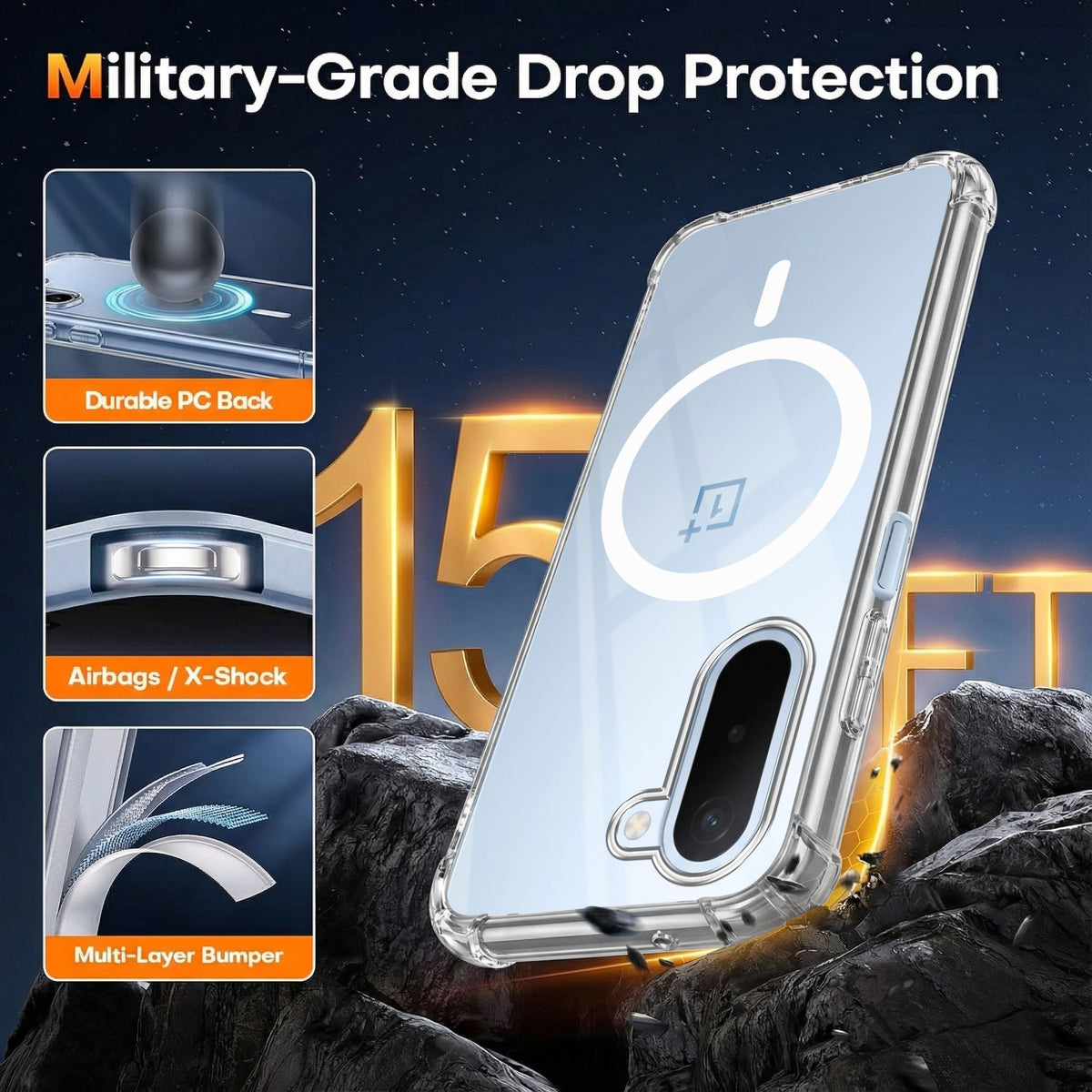 For OnePlus N6X Back Cover Shockproof Crystal-Clear (Magsafe Wireless Support | Drop & Camera Protection | Hard Polycarbonate)