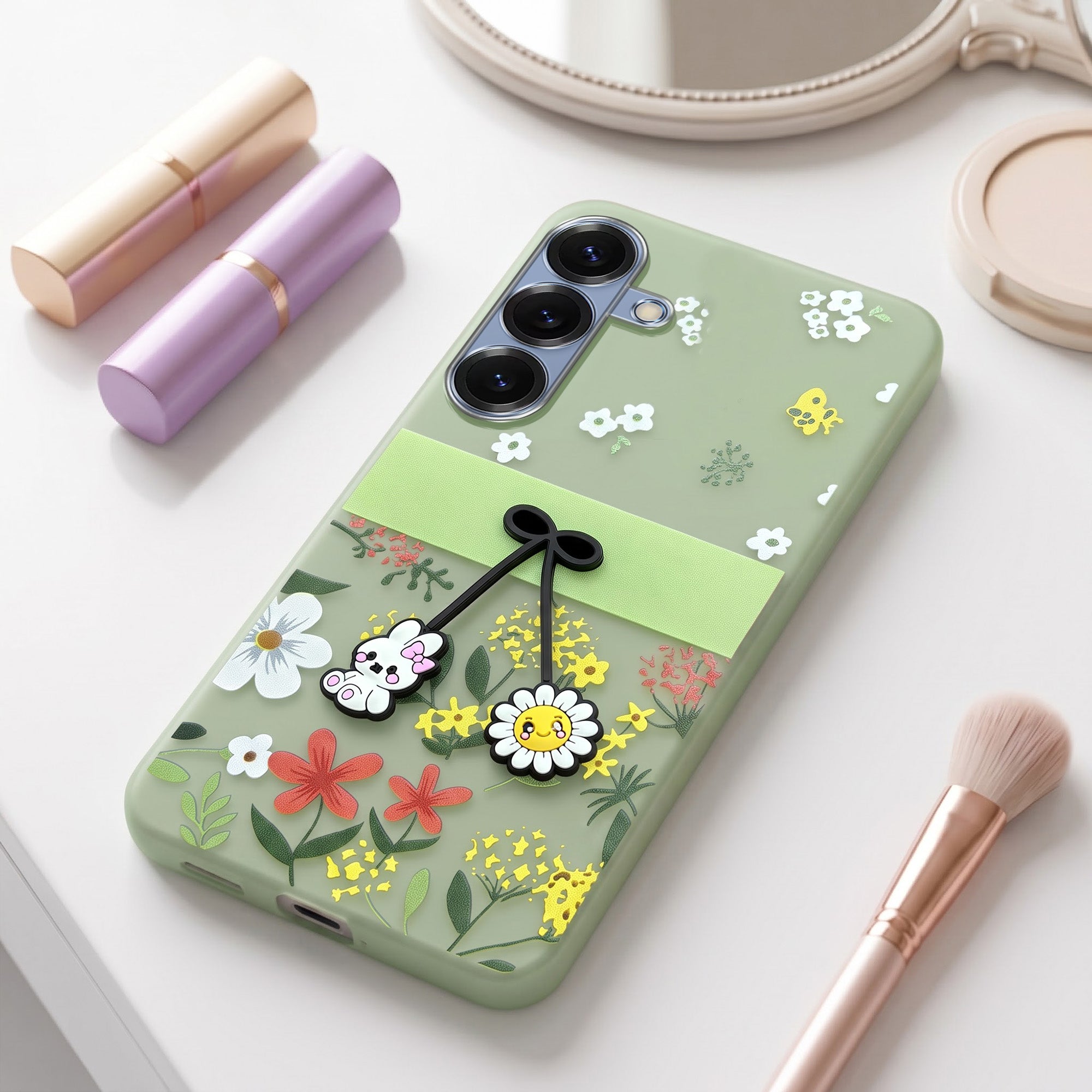 For Samsung Galaxy S25 Back Cover Case (3D Cute Cartoons | Hard Back Side Soft | Matte Premium Finish | HD Printing)