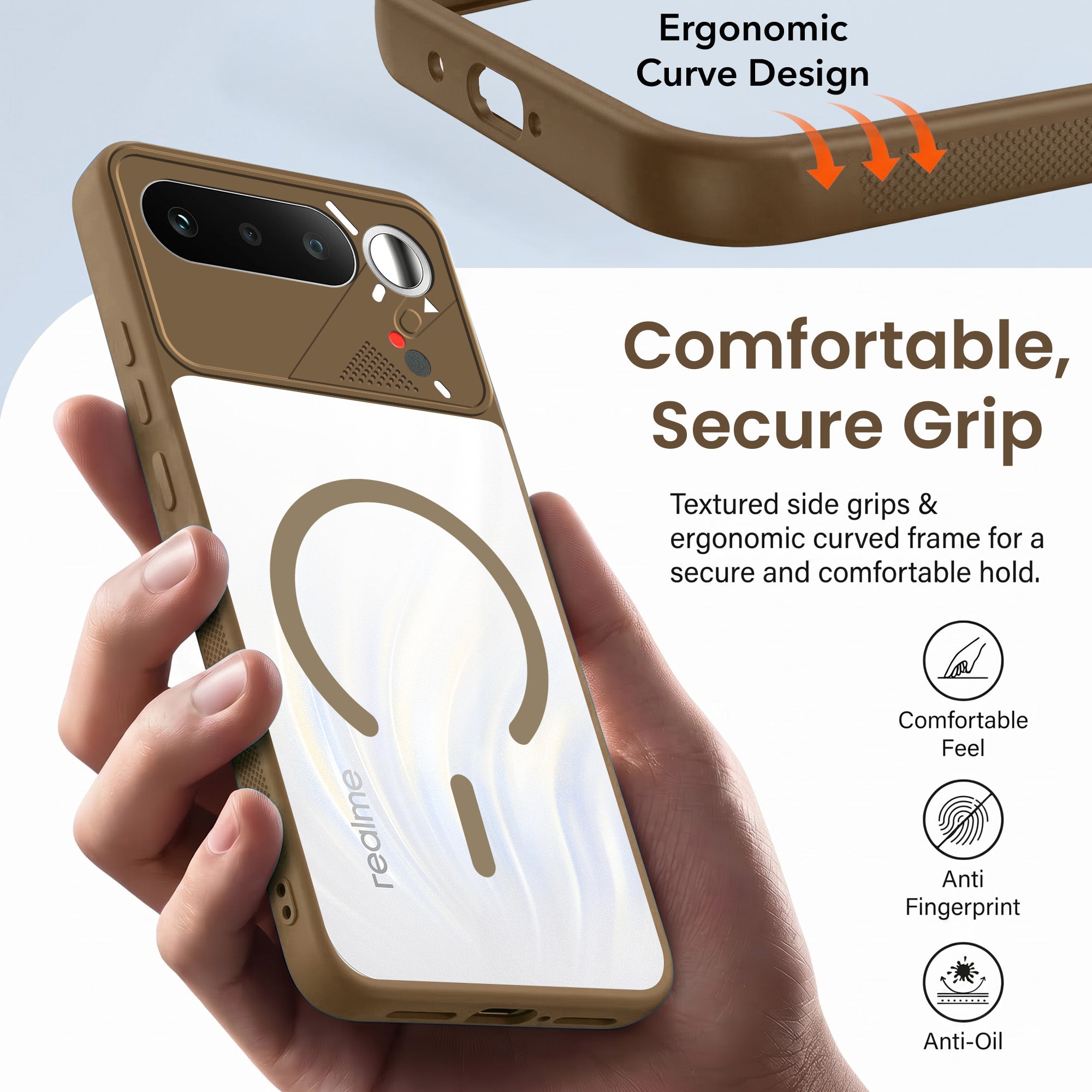 For Realme 16 Back Cover Case Lifetime Anti-Yellow Clear (Camera Protection | Side Grip | Wireless MagSafe Compatible)