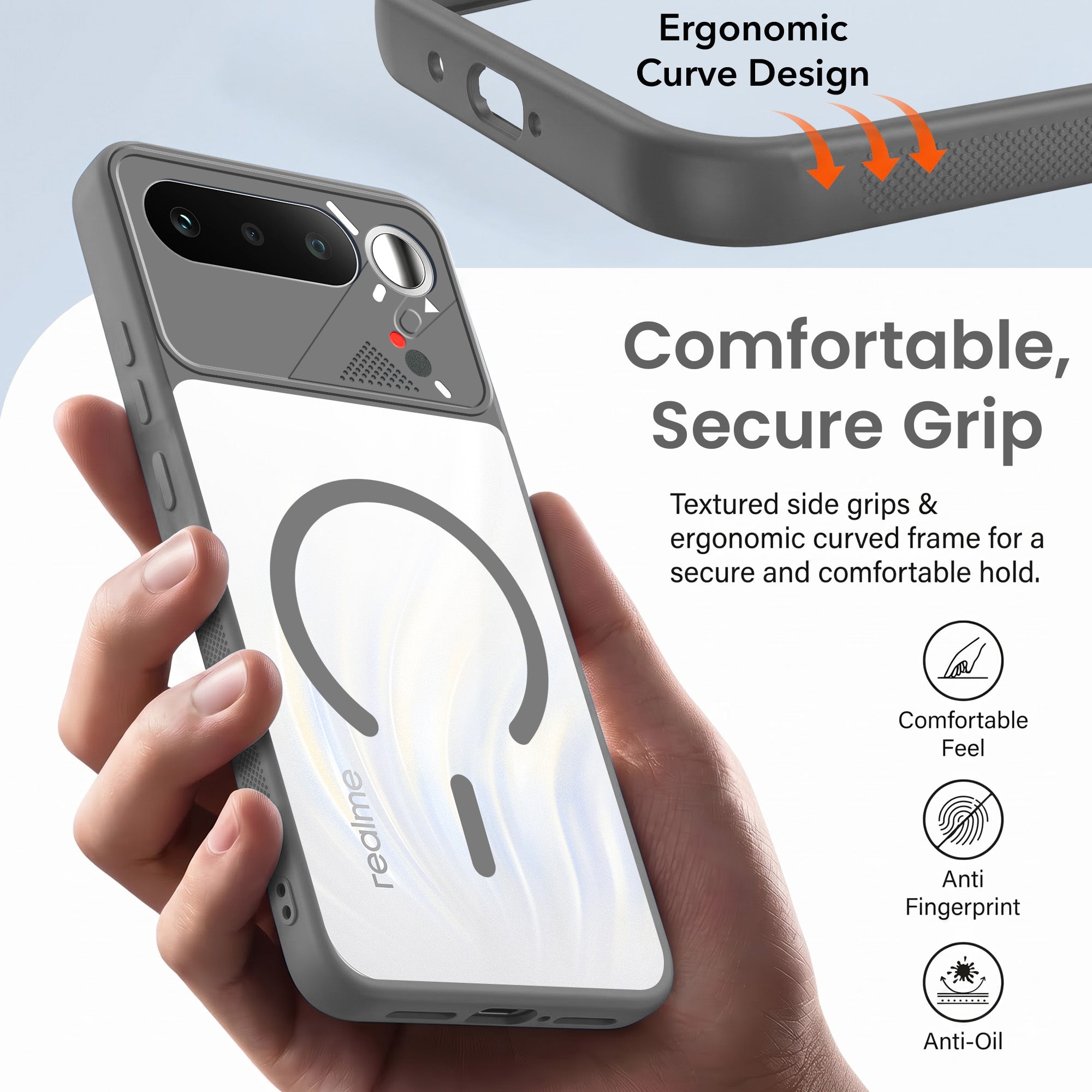 For Realme 16 Back Cover Case Lifetime Anti-Yellow Clear (Camera Protection | Side Grip | Wireless MagSafe Compatible)