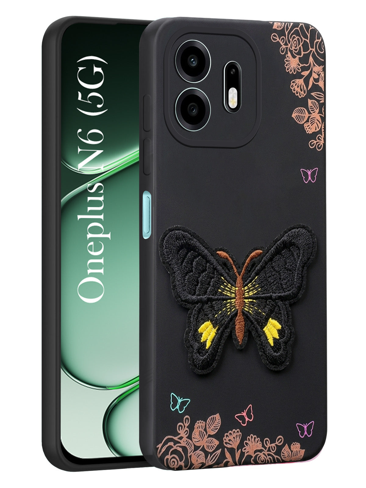 For OnePlus N6 Back Cover Case (Soft Butterfly Embroidery | Women Teen Girls | Camera Protection| Matte Silicone)