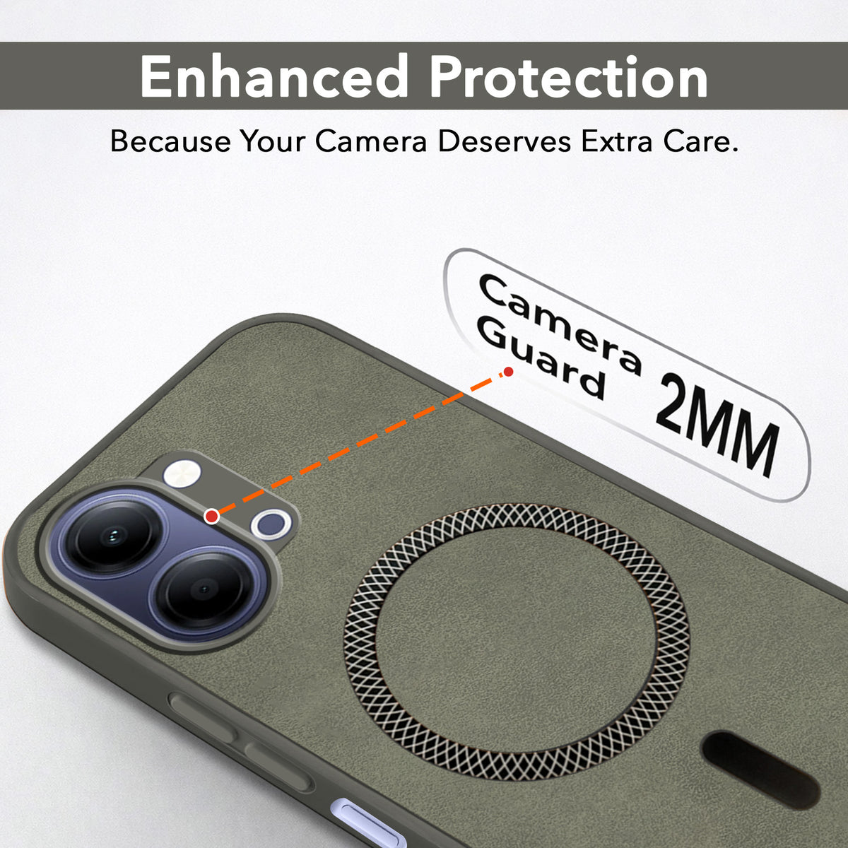 For Vivo iQOO Z11 Lite Back Cover Case Leather Finish (MagSafe Compatible Wireless Charging | Soft Touch | Camera Bump Protection)