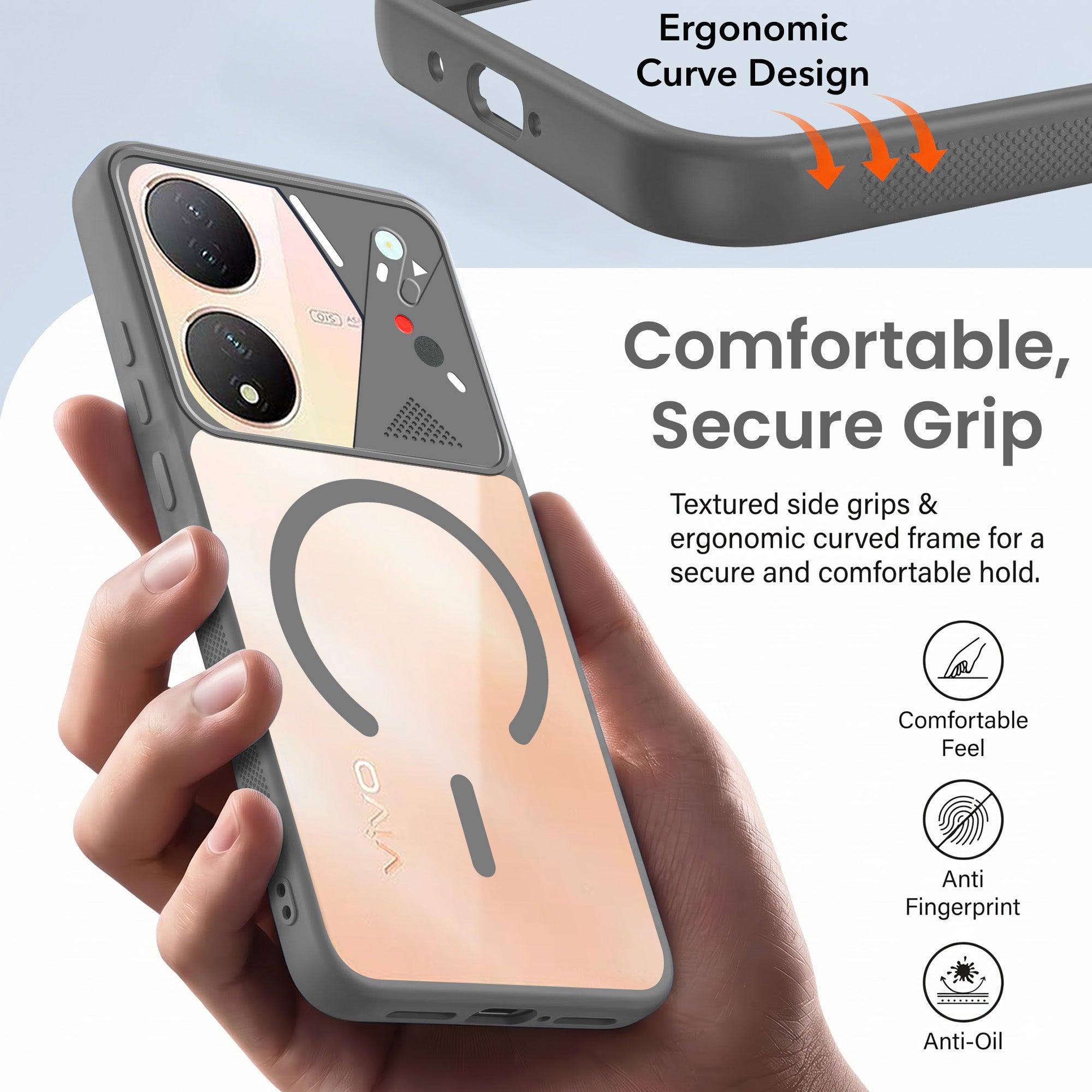 For Vivo Y100 Back Cover Case Lifetime Anti-Yellow Clear (Camera Protection | Side Grip | Wireless MagSafe Compatible)