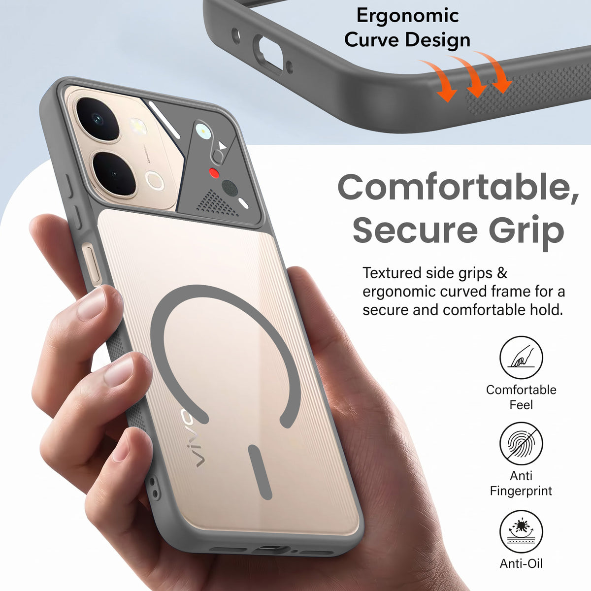 For Vivo Y51 Pro 5G | Vivo T5x Back Cover Case Lifetime Anti-Yellow Clear (Camera Protection | Side Grip | Wireless MagSafe Compatible)