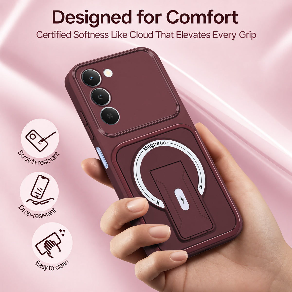 For Realme P4 Lite 5G | Narzo 100 Lite 5G Back Case Cover Metallic (Hybrid Armor Kickstand | MagSafe Compatible | Camera Protection Shockproof)