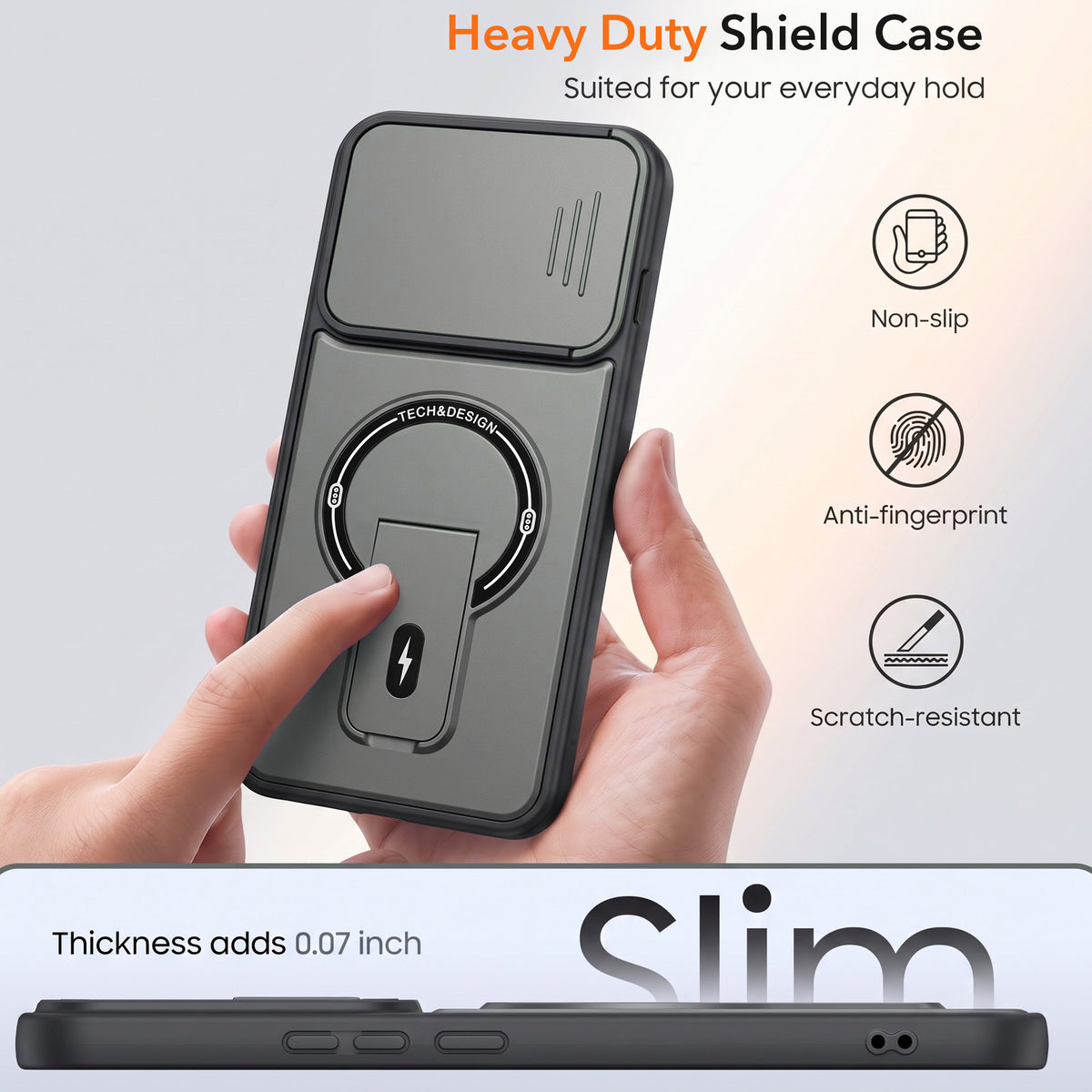 For Oppo Find X9 | Oppo Find X9s Back Case Cover Metallic (Hybrid Armor Kickstand | Sliding Shutter Camera Protection | MagSafe Compatible)
