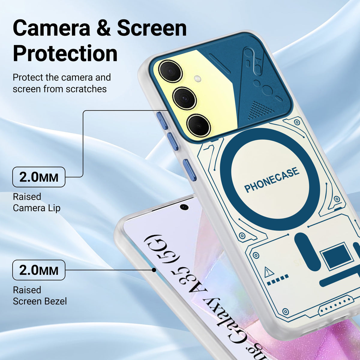 For Samsung Galaxy A35 5G Metallic Back Cover Case (Metallic Camera Protection & Buttons | Translucent Milky Shade | Hard Polycarbonate)