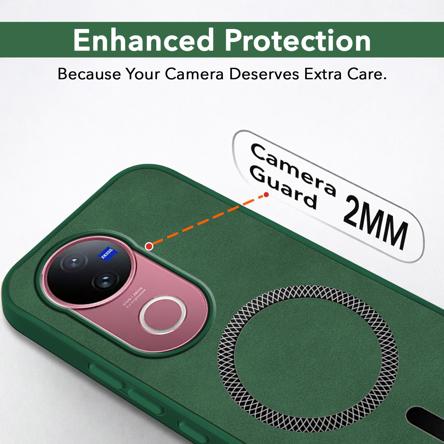 For Vivo V50 | Vivo V50e Back Cover Case Leather Finish (MagSafe Compatible Wireless Charging | Soft Touch | Camera Bump Protection)