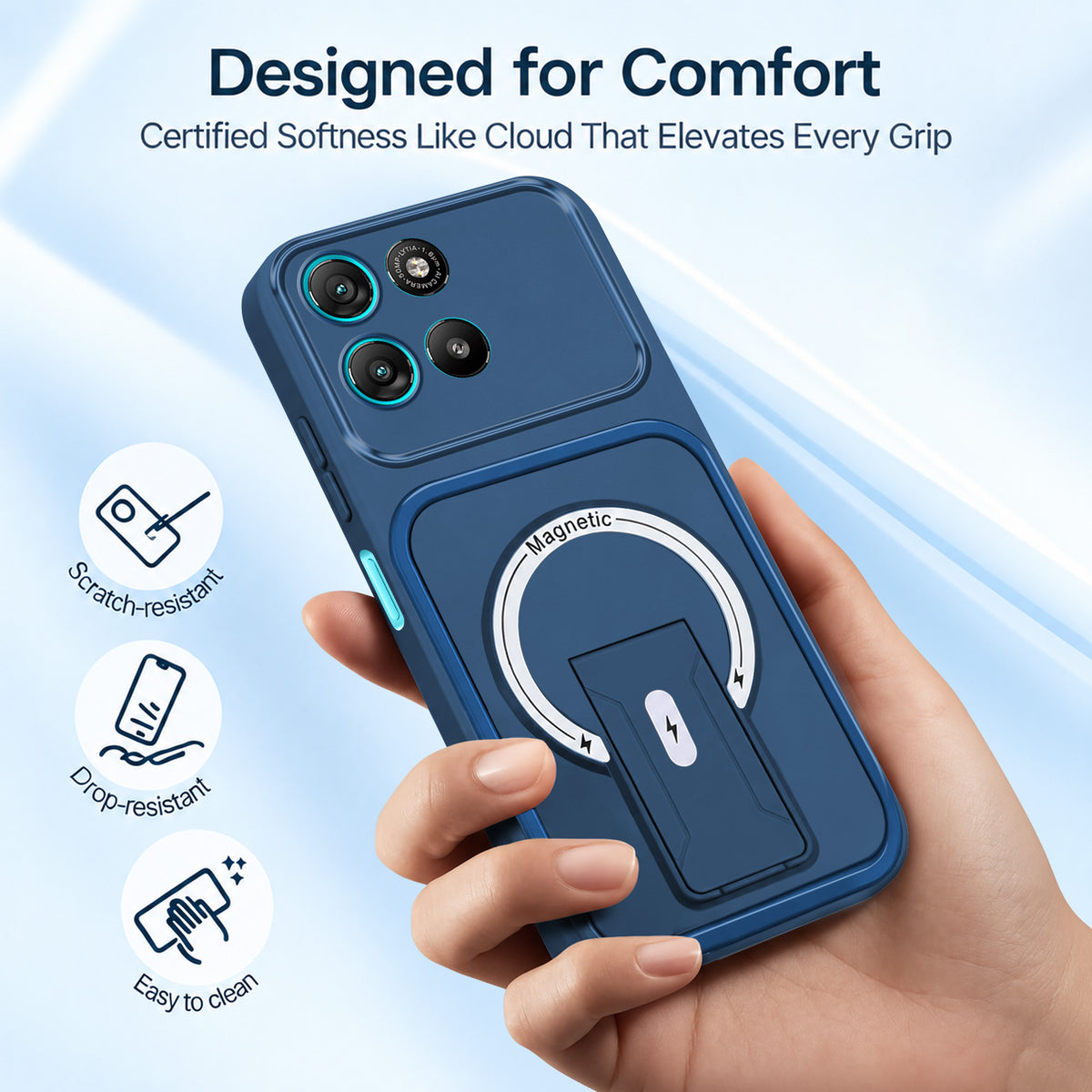 For Motorola Moto G67 Power | G57 Power Back Case Cover Metallic (Hybrid Armor Kickstand | MagSafe Compatible | Camera Protection Shockproof)