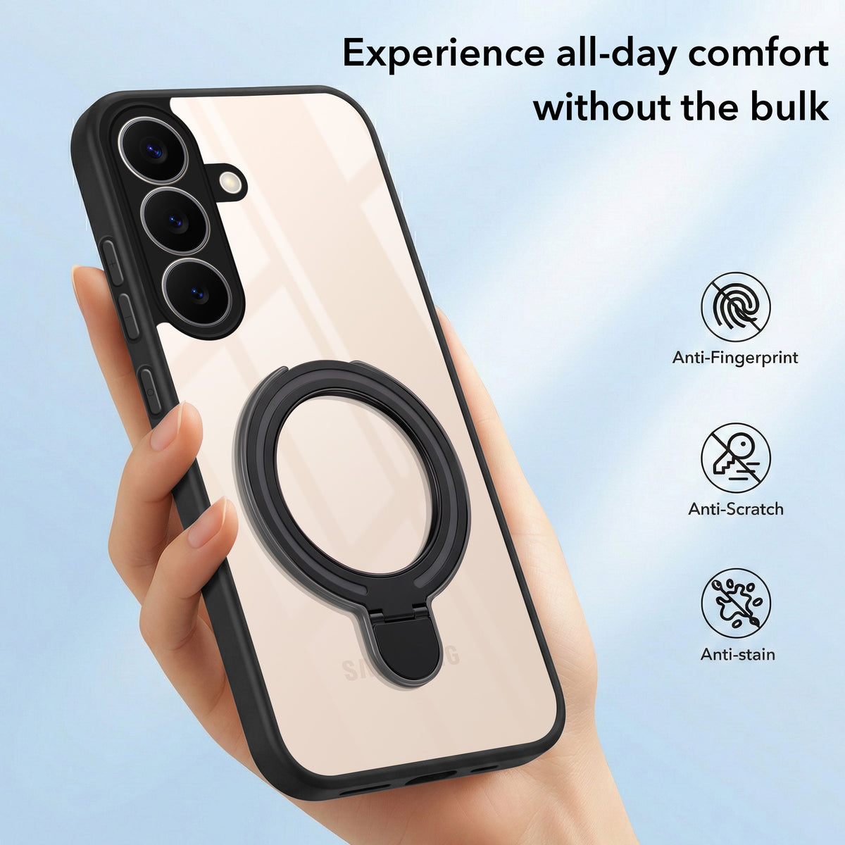 For Samsung Galaxy S26 Plus Back Cover Case (Kick Stand Ring Holder | Life time Anti Yellow | Camera Protection)