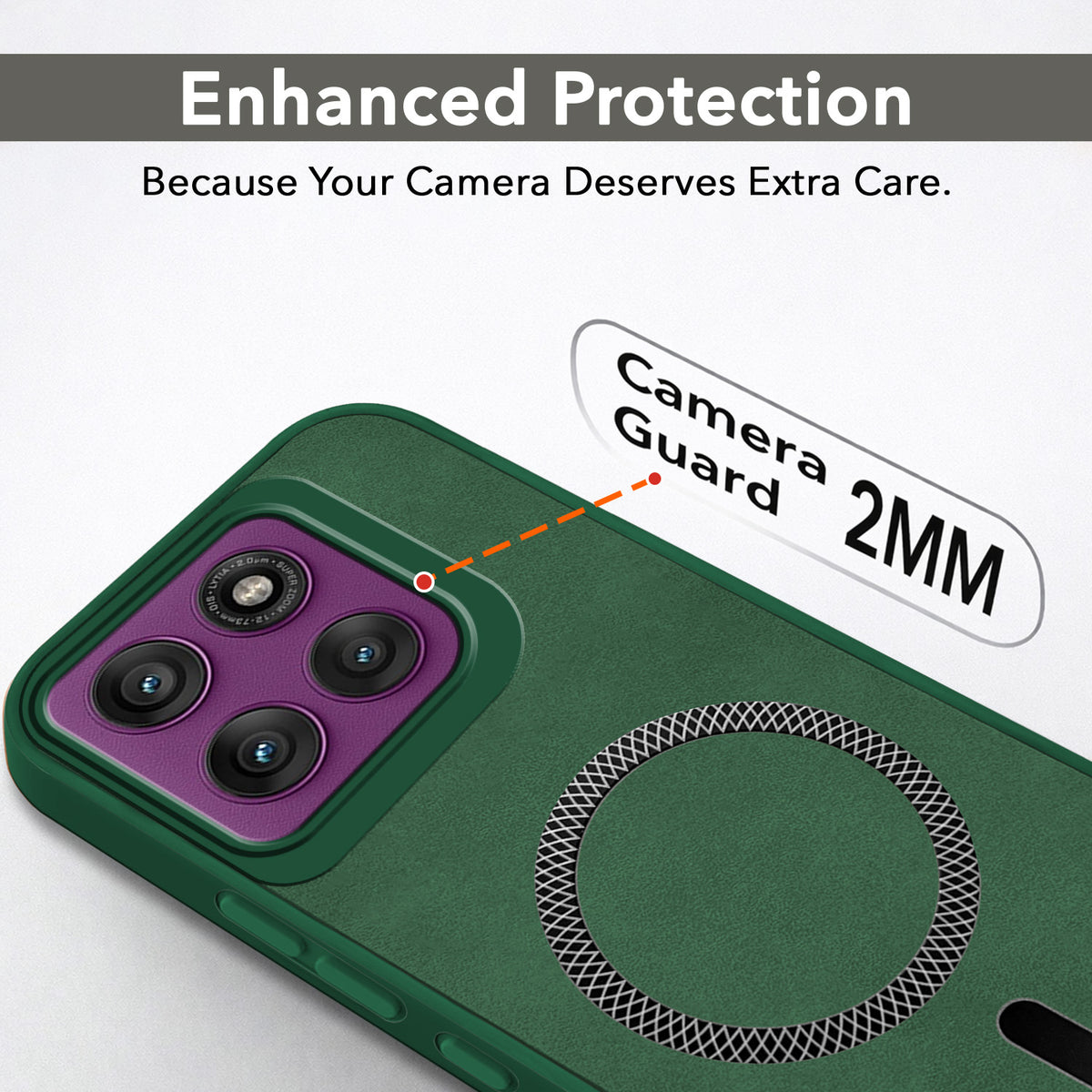 For Motorola Moto Edge 60 Pro Back Cover Case Leather Finish (MagSafe Compatible Wireless Charging | Soft Touch | Camera Bump Protection)