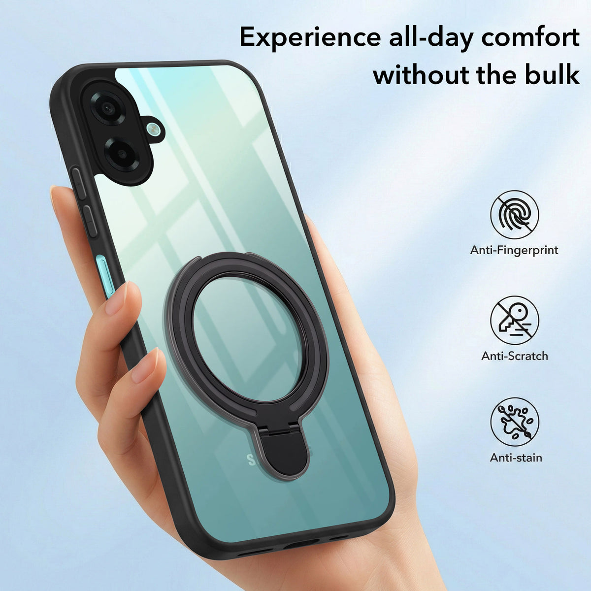 For Samsung Galaxy A07 5G | F70e 5G Back Cover Case (Kick Stand Ring Holder | Life time Anti Yellow | Camera Protection)