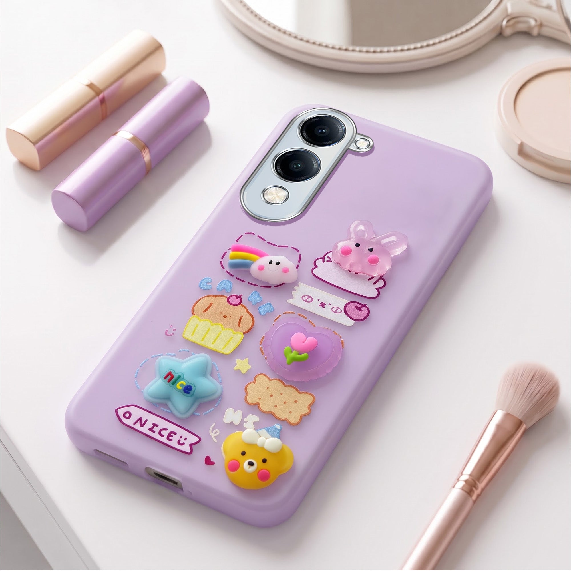 For Vivo Y19 | Vivo Y19e | Vivo T4 Lite Back Cover Case (3D Cute Cartoons | Hard Back Side Soft | Matte Premium Finish | HD Printing)