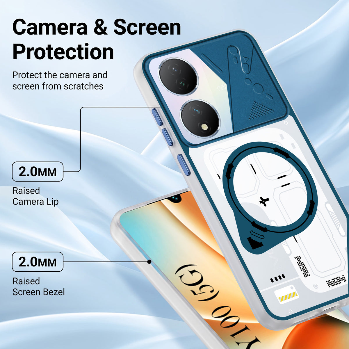 For Vivo Y100 5G Metallic Back Cover Case (Metallic Camera Protection & Buttons | Translucent Milky Shade | Hard Polycarbonate)