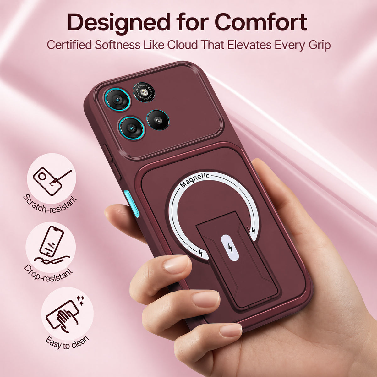 For Motorola Moto G67 Power | G57 Power Back Case Cover Metallic (Hybrid Armor Kickstand | MagSafe Compatible | Camera Protection Shockproof)