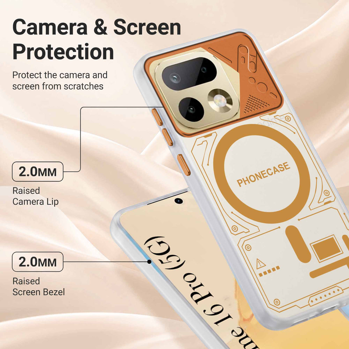 For Realme 16 Pro Metallic Back Cover Case (Metallic Camera Protection & Buttons | Translucent Milky Shade | Hard Polycarbonate)