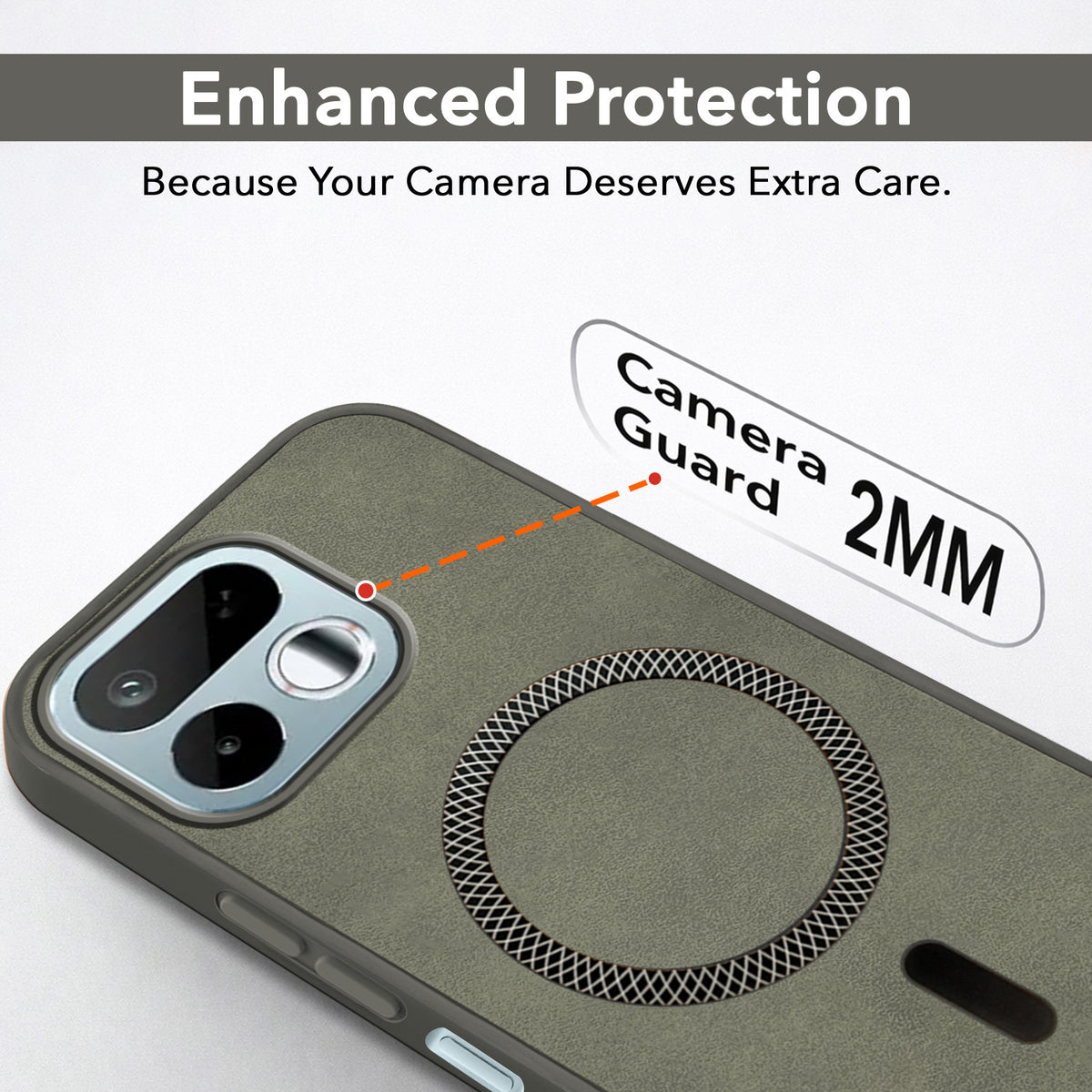 For Realme 16T 5G Back Cover Case Leather Finish (MagSafe Compatible Wireless Charging | Soft Touch | Camera Bump Protection)