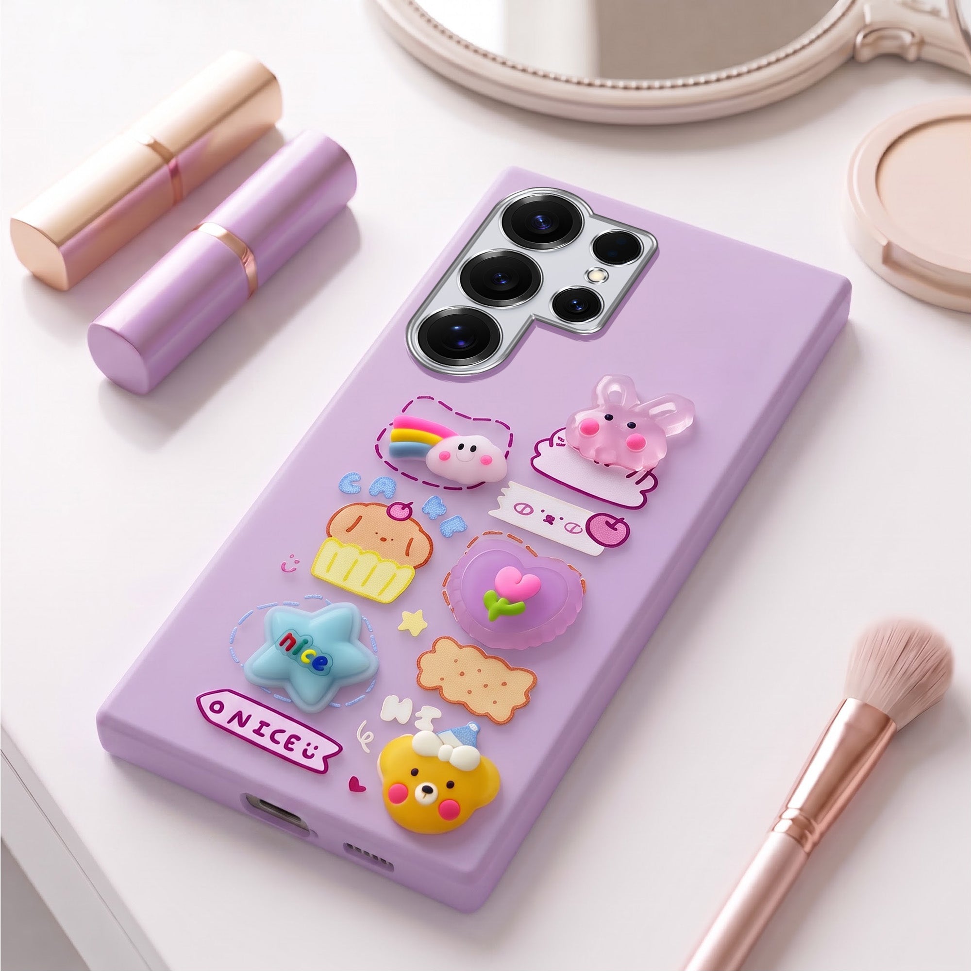 For Samsung Galaxy S25 Ultra Back Cover Case (3D Cute Cartoons | Hard Back Side Soft | Matte Premium Finish | HD Printing)