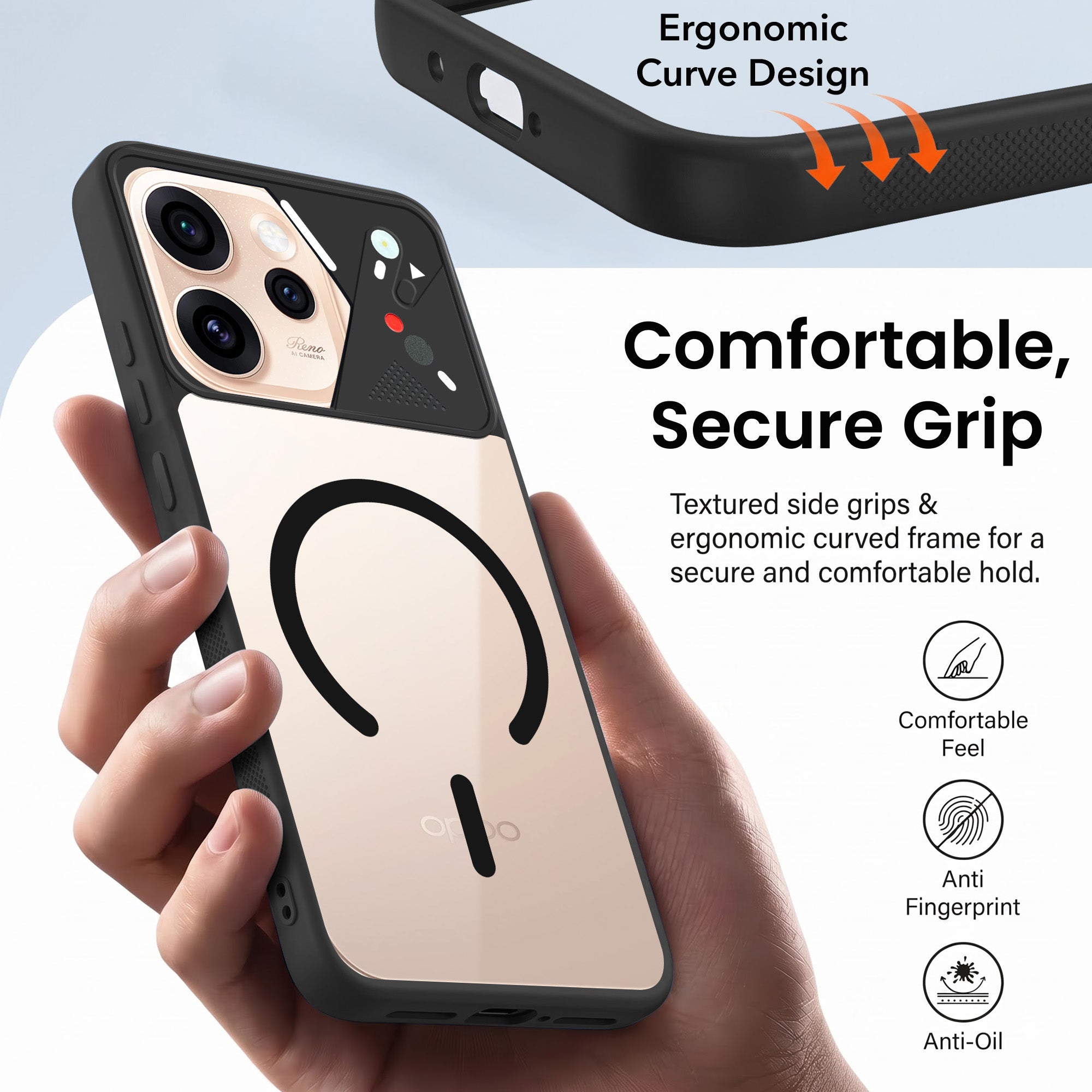 For Oppo Reno15 Pro 5G | Oppo Reno 15 Pro 5G Back Cover Case Lifetime Anti-Yellow Clear (Camera Protection | Side Grip | Wireless MagSafe Compatible)