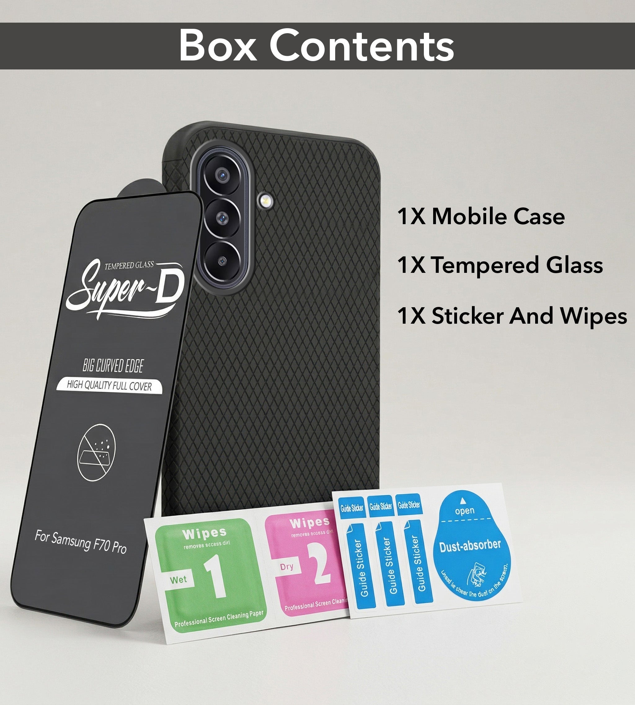 For Samsung Galaxy F70 Pro 5G Combo with Back Cover and 9H Tempered Glass (Liquid Silicone | Camera Protection | Oleophobic Coating Screen Glass)